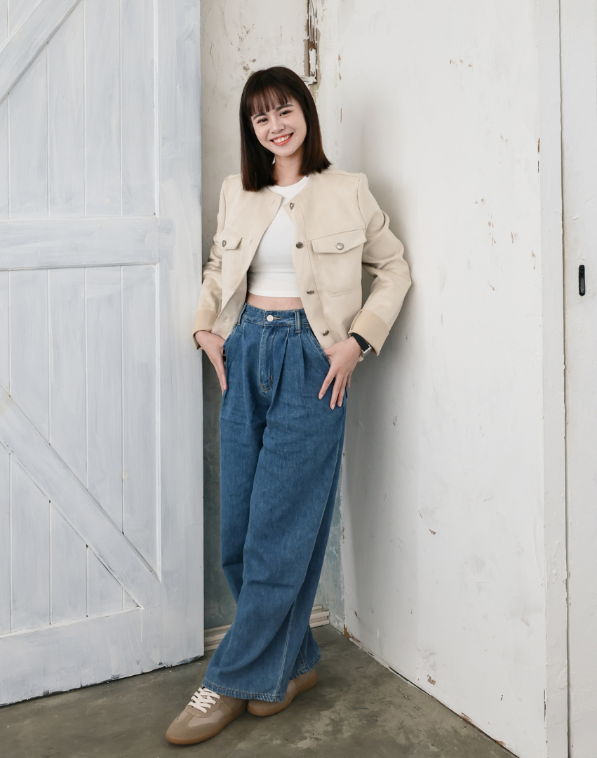 Sanly Joy 焙烏龍奶真皮德訓鞋 女生簡約風格穿搭