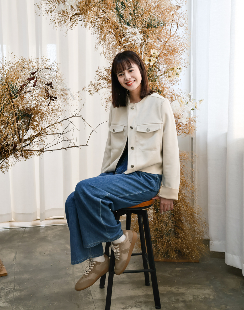 Sanly Joy 焙烏龍奶德訓鞋 女生秋冬休閒穿搭展示