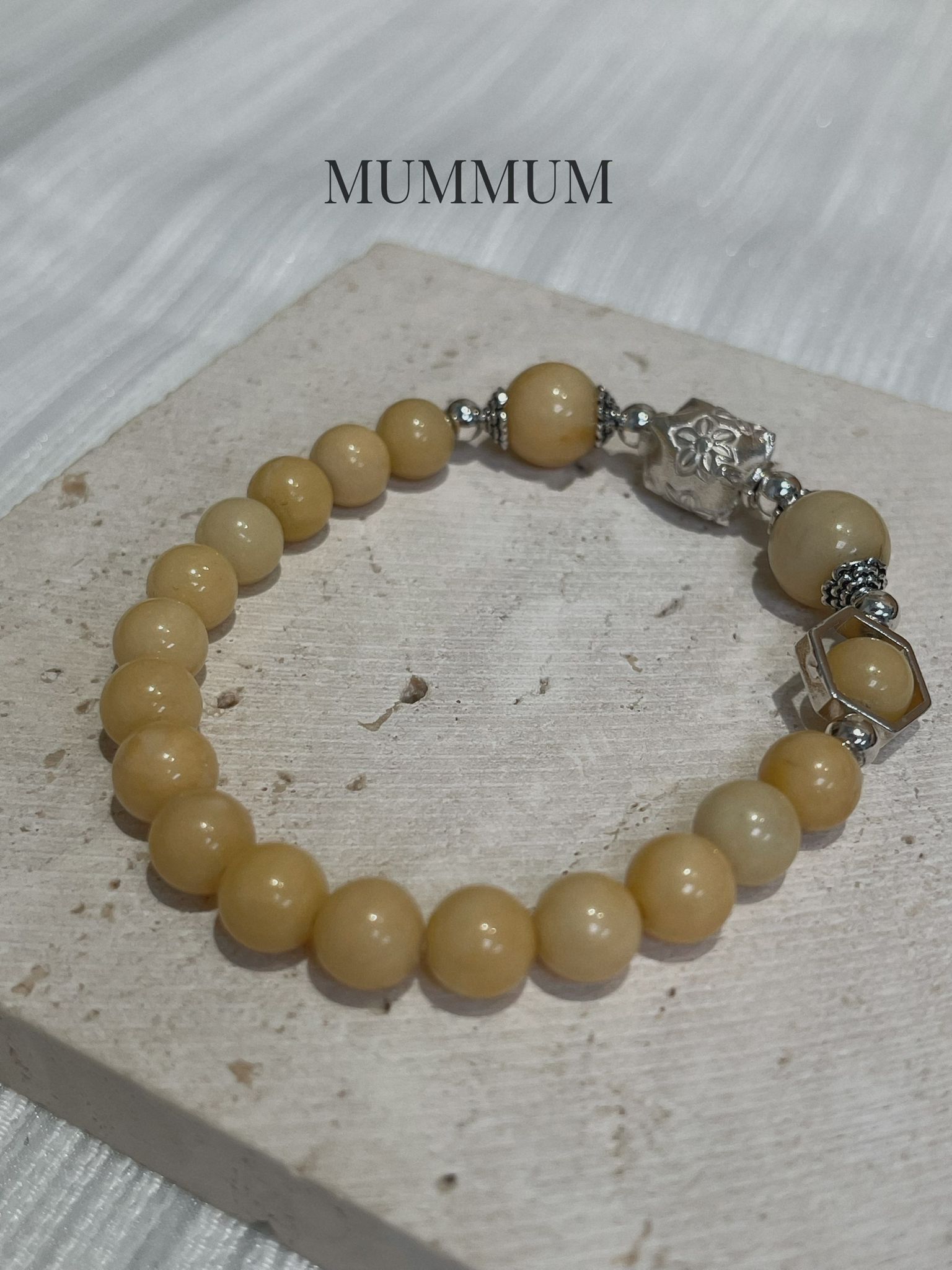 SL13245/蜜蠟色珠銀手鏈