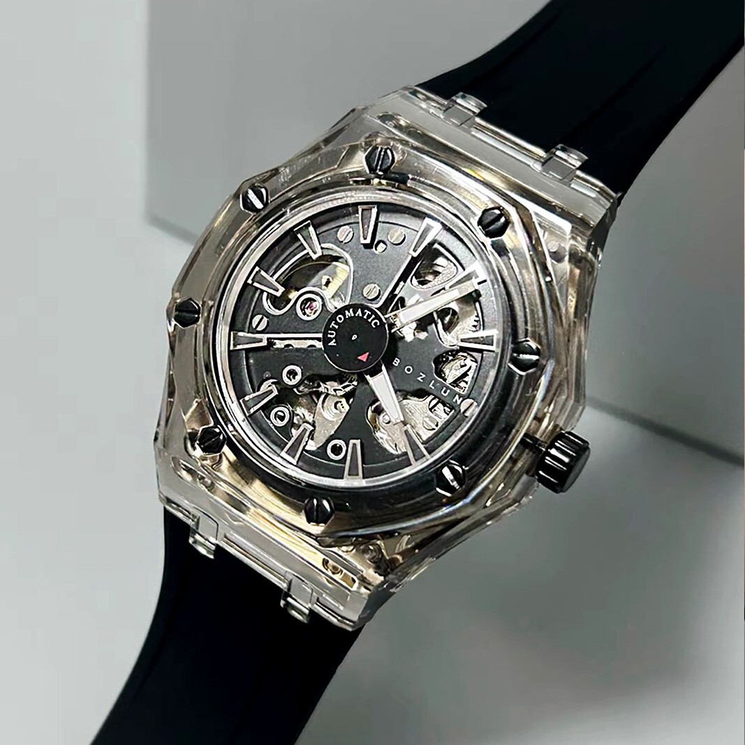 【BOZLUN 保羅】繽紛 運動 鏤空 夜光 矽膠 機械 手錶 BZL005