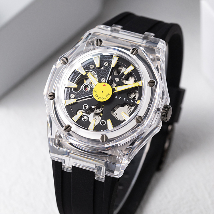 【BOZLUN 保羅】繽紛 運動 鏤空 夜光 矽膠 機械 手錶 BZL005