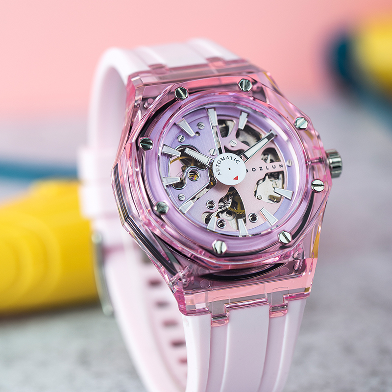 【BOZLUN 保羅】繽紛 運動 鏤空 夜光 矽膠 機械 手錶 BZL005
