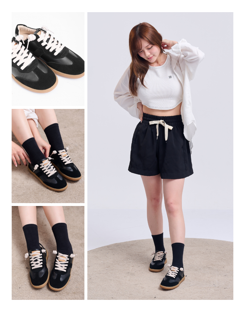 Sanly Joy 黑色德訓鞋 女生休閒運動風穿搭