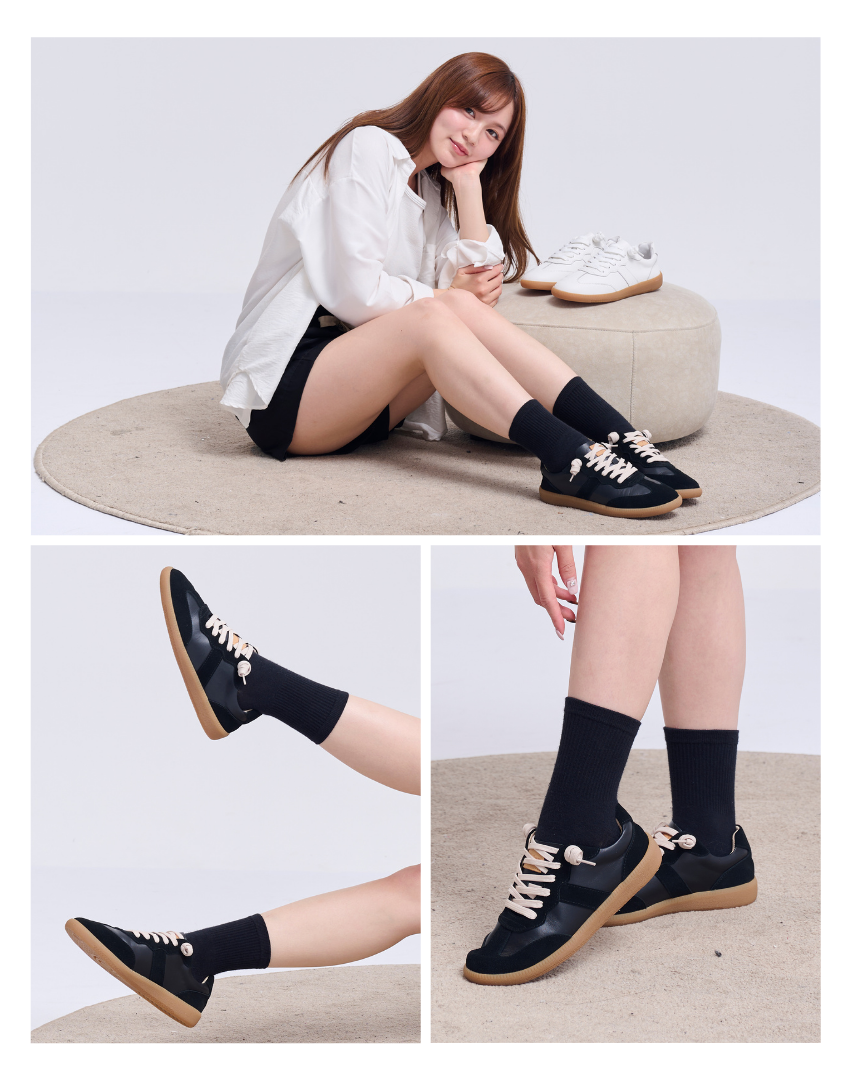 Sanly Joy 黑色德訓鞋 女生通勤休閒穿搭展示