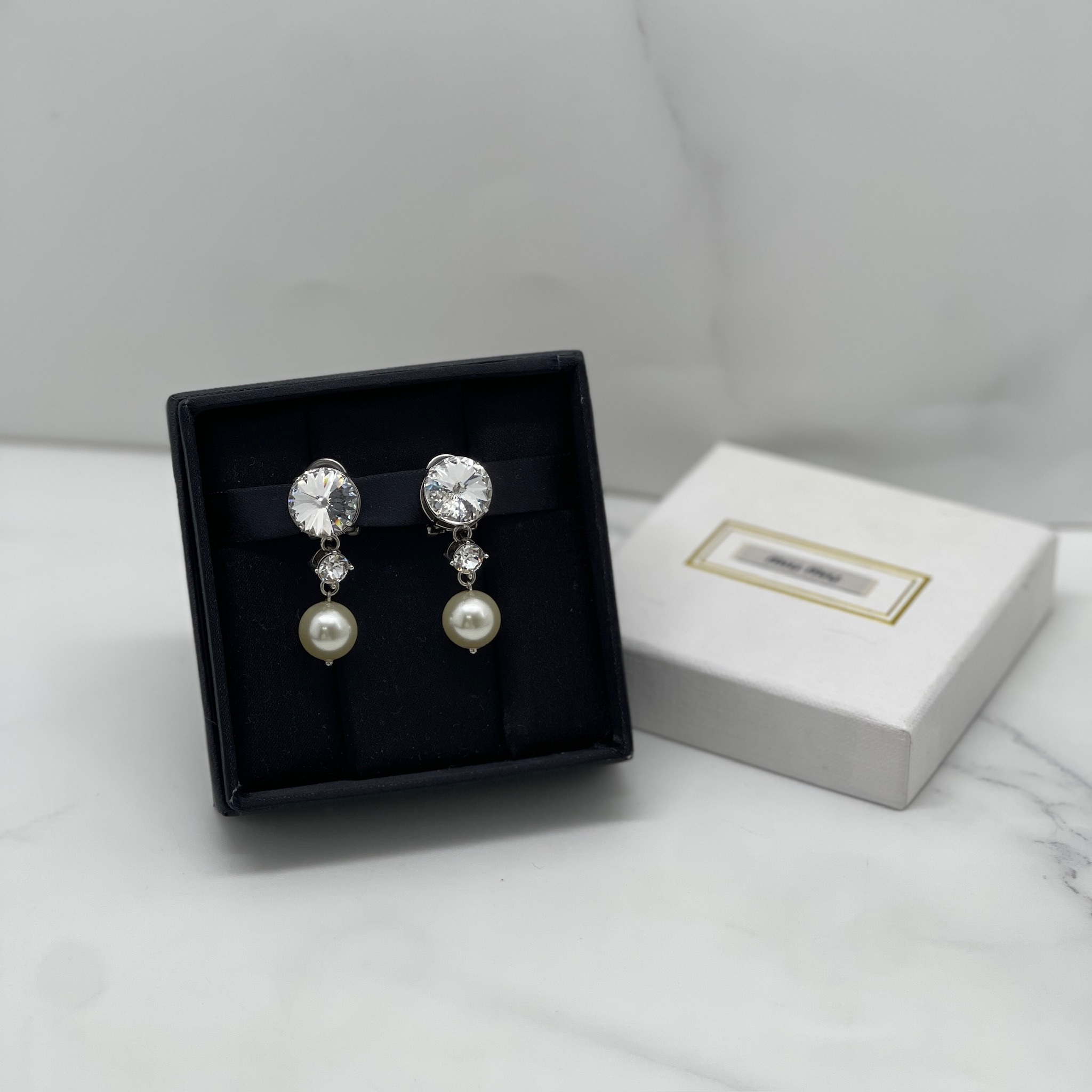 Miu Miu Pearl Drop Clip On Earrings