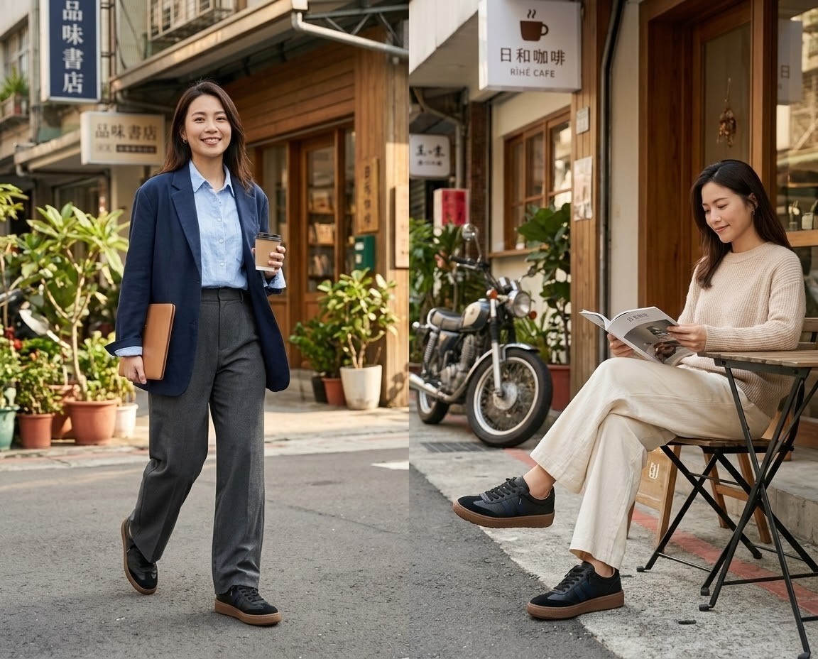 寬腳女孩與久站族必備！Sanly Joy 熱銷破千雙真皮厚底德訓餅乾鞋，專為亞洲腳型打造，護理師、專櫃人員上班久站一整天也不累的舒適休閒鞋。