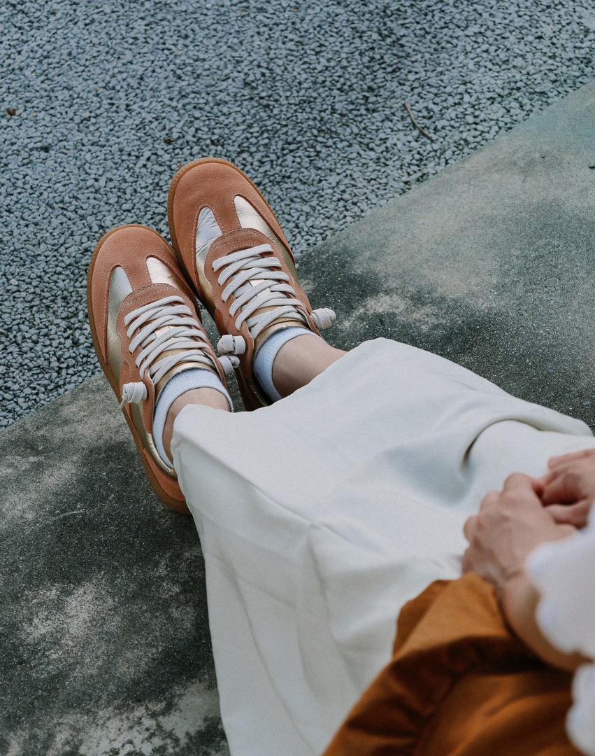 Sanly Joy 香檳金德訓鞋 女生戶外休閒穿搭展示