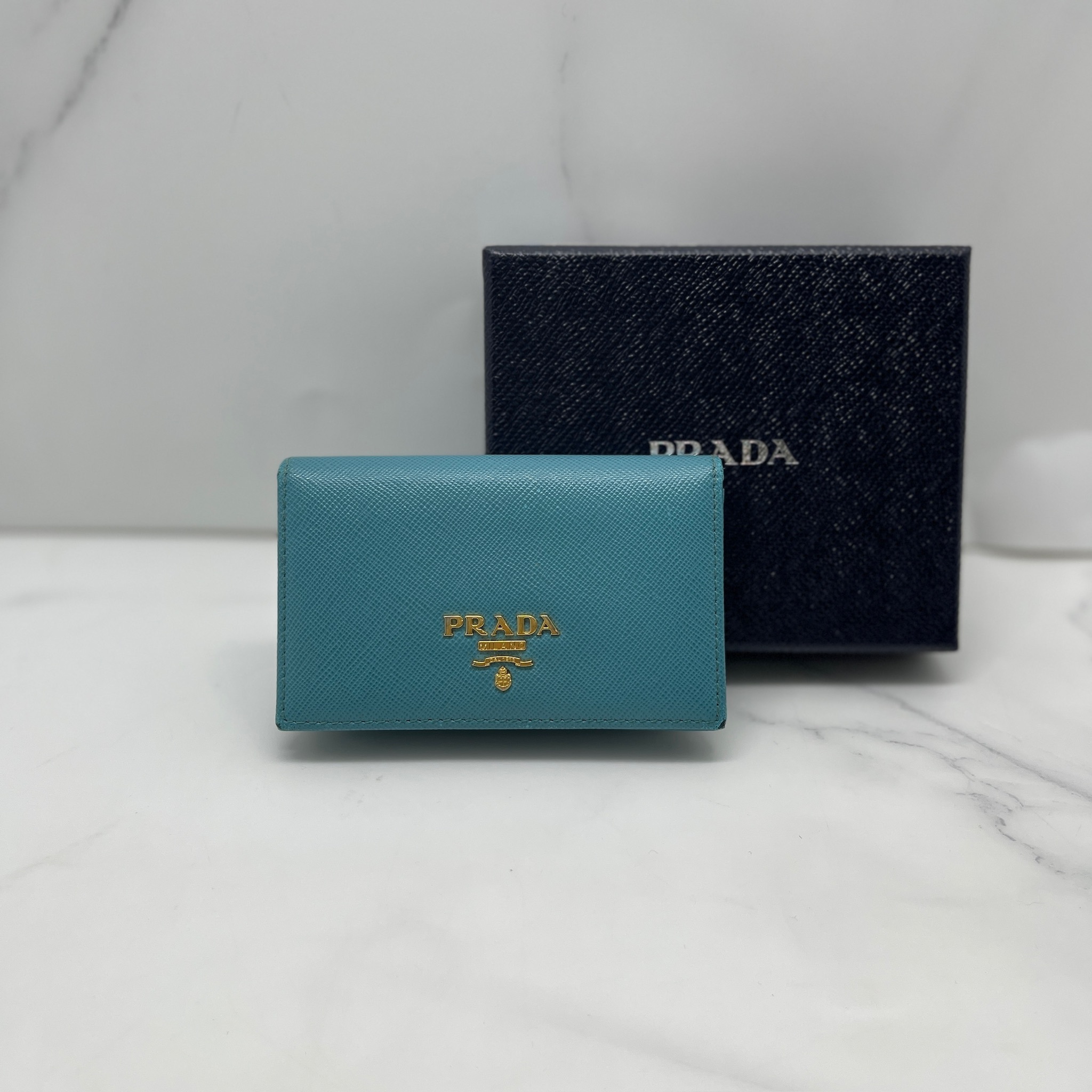 Prada Saffiano Cardholder (Lake Blue)