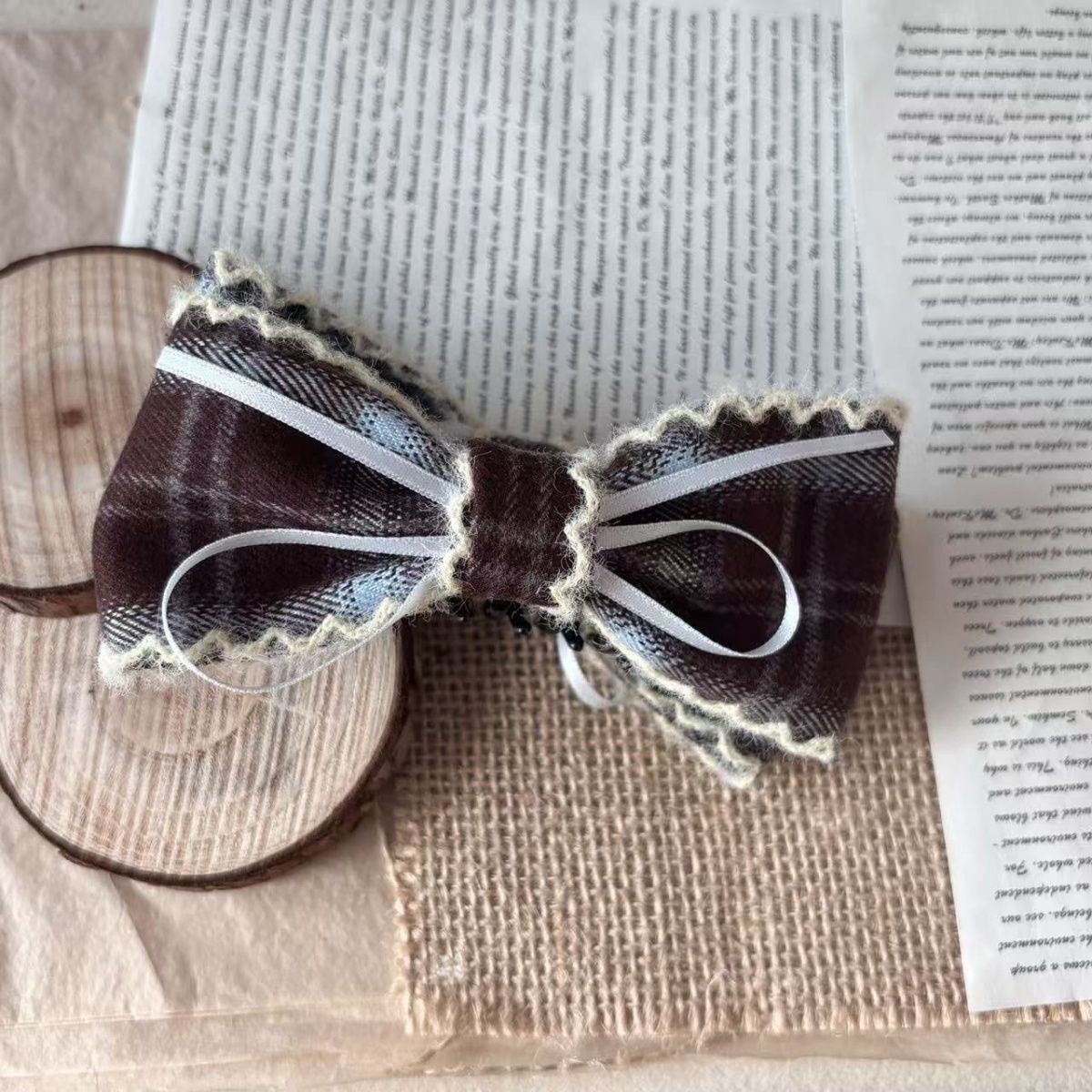 Vintage Bow Plaid Banana Hair Clip