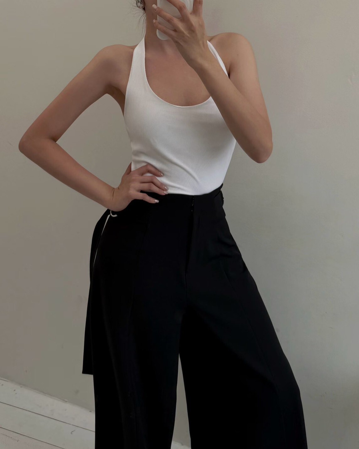 #AF50繞脖美背背心(白/咖/黑)