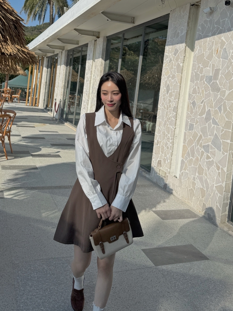 C1793-大U側釦背心洋+襯衫SET