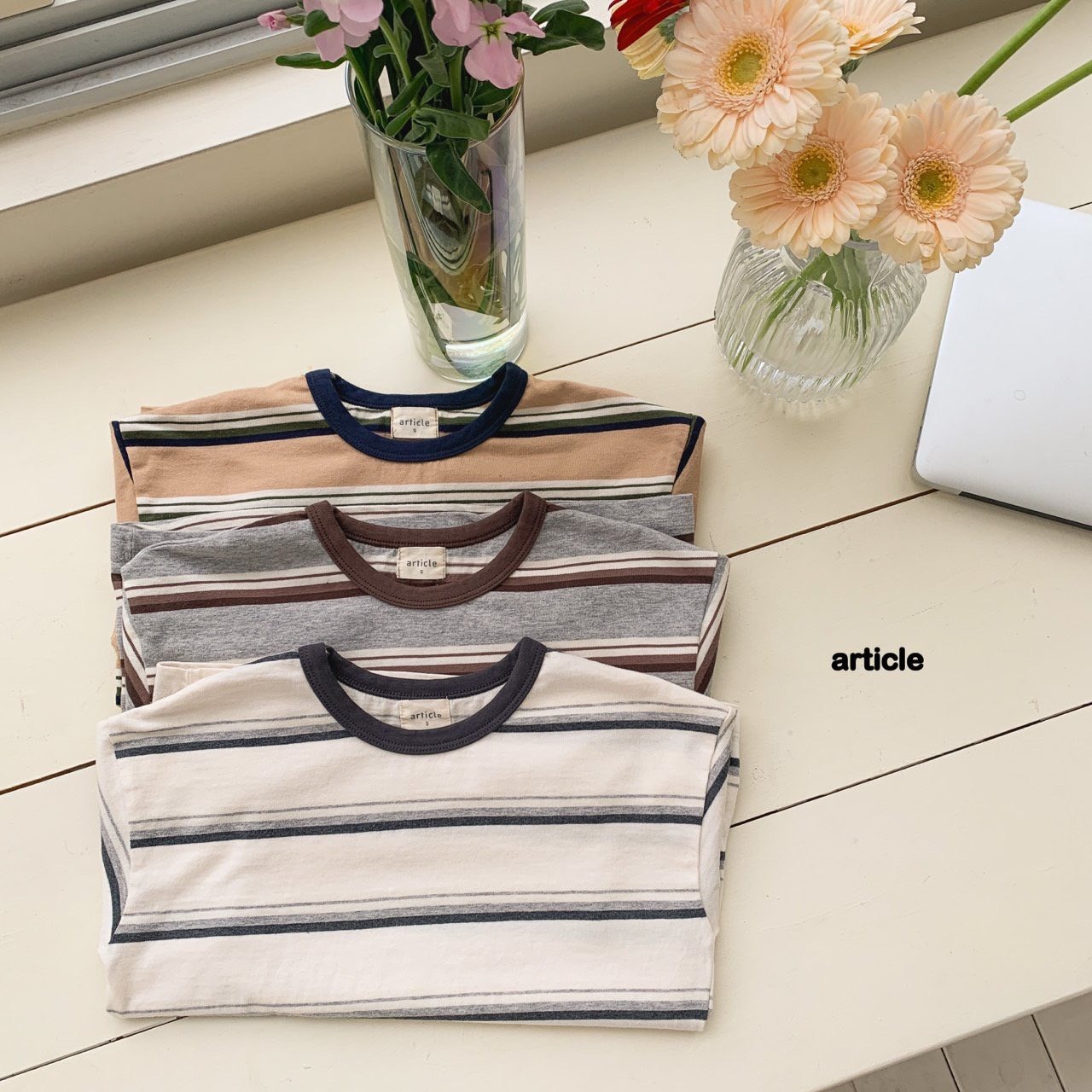 復古條紋日常T
