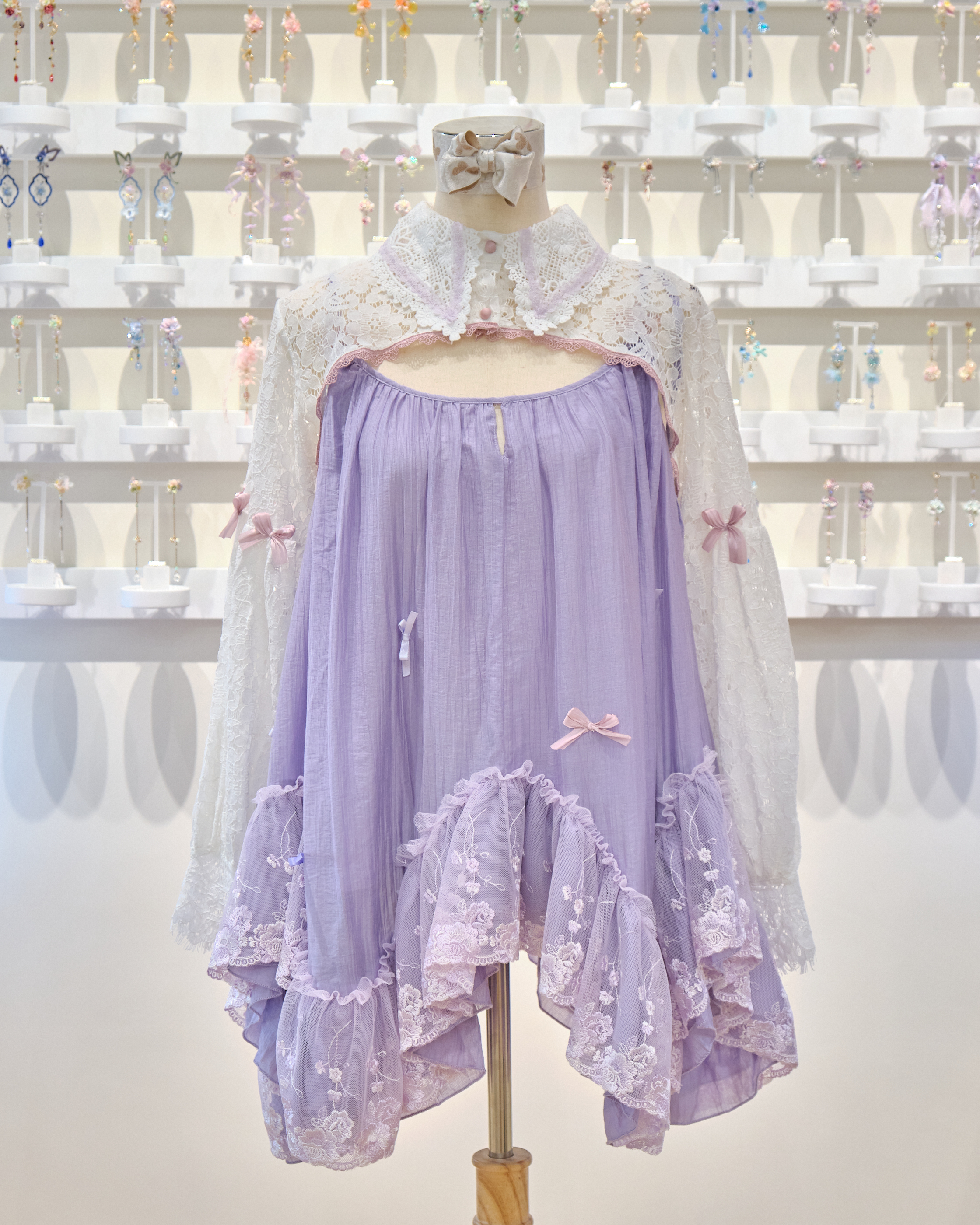 13542 2-Way Openwork Lace Layered Cover Dress & Shoulder Cover