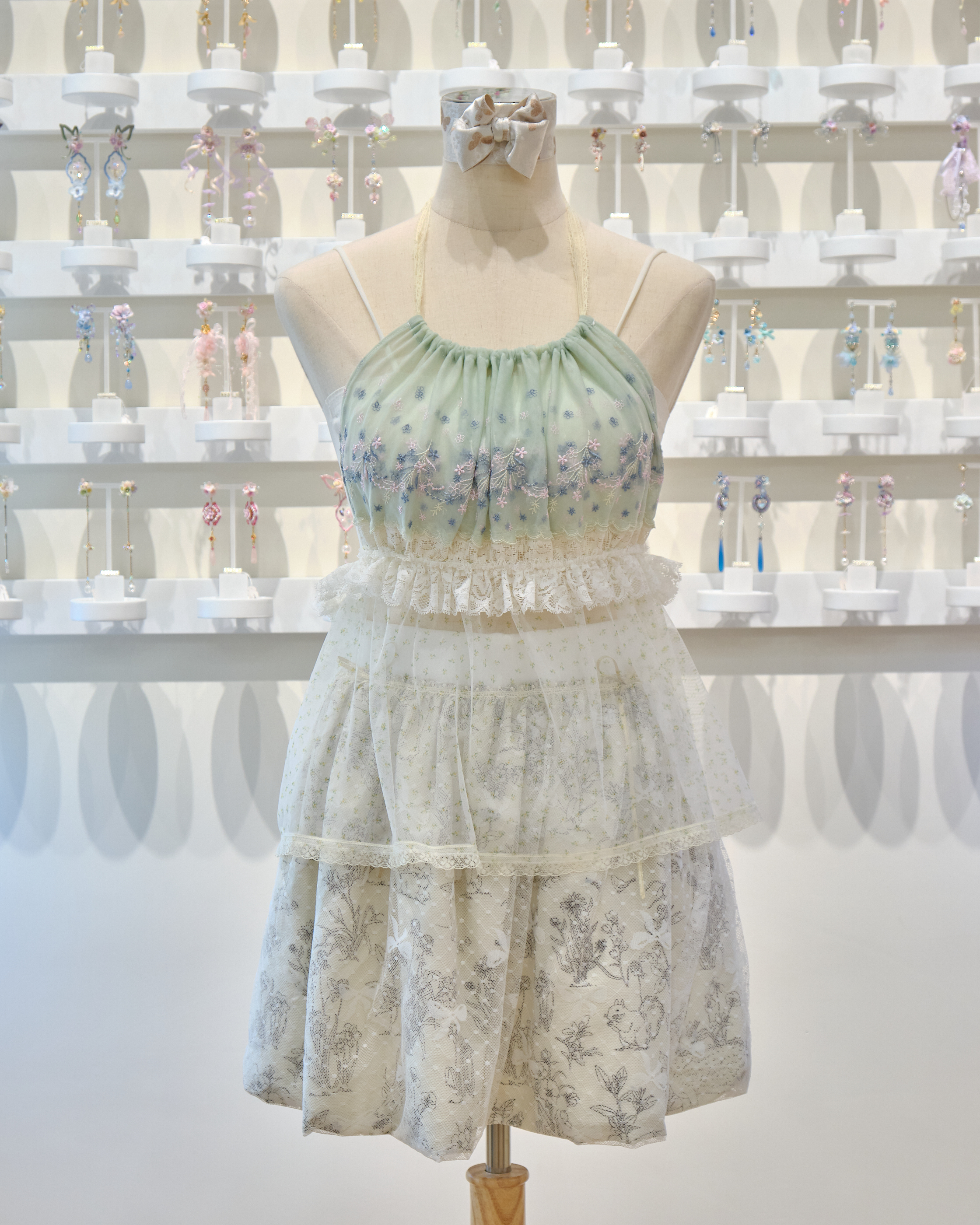 13560 Lace Strap Ruffle Fantasy Halter Neck Top