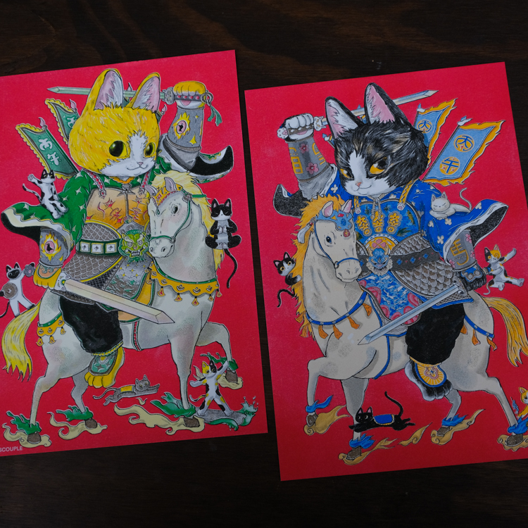 一氏夫婦 Escouple｜A4海報｜馬年門神｜2入