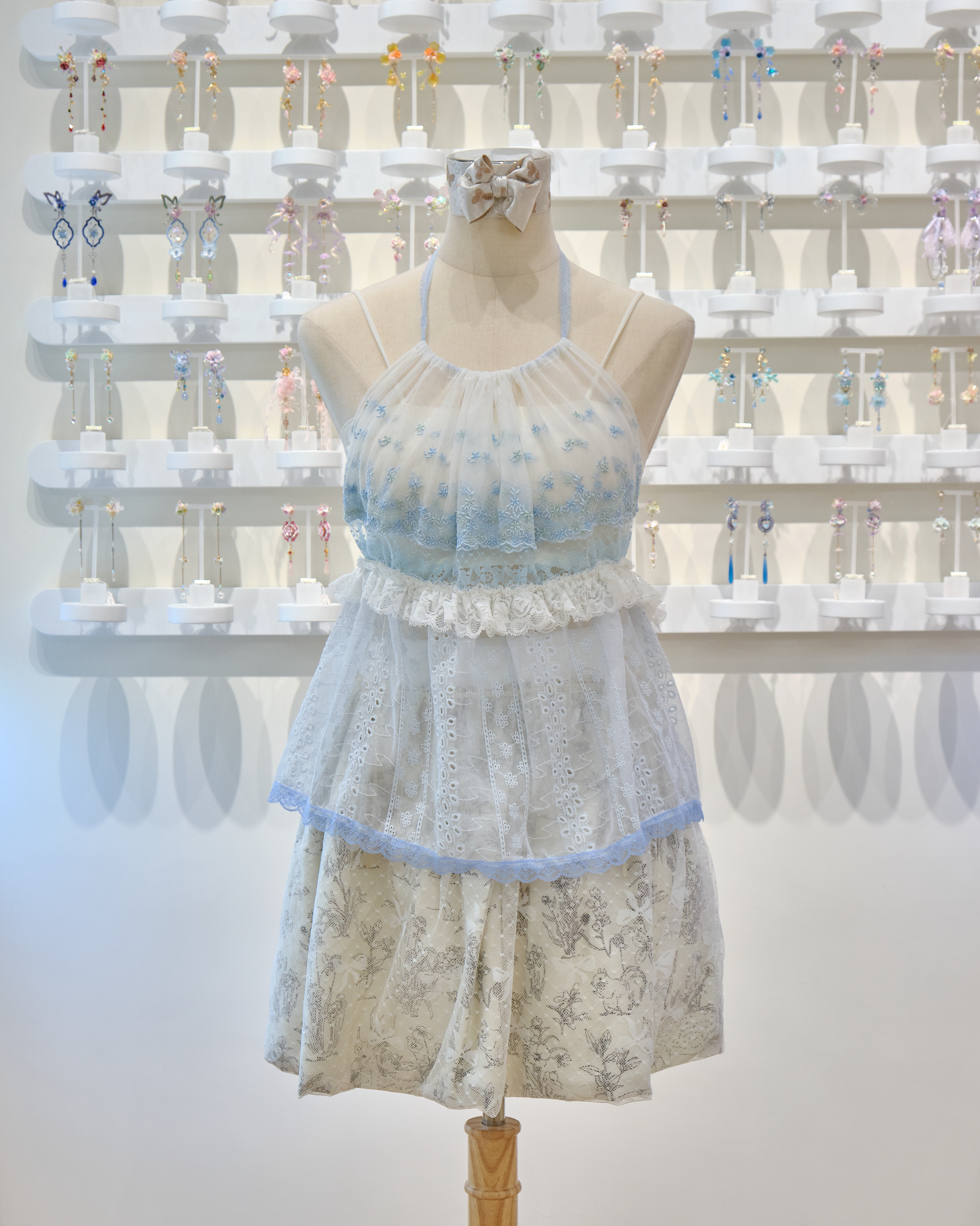 13558 Lace Strap Ruffle Fantasy Halter Neck Top