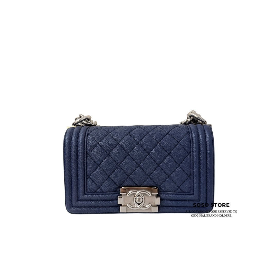 Chanel Boy 20 - Navy Blue - SHW