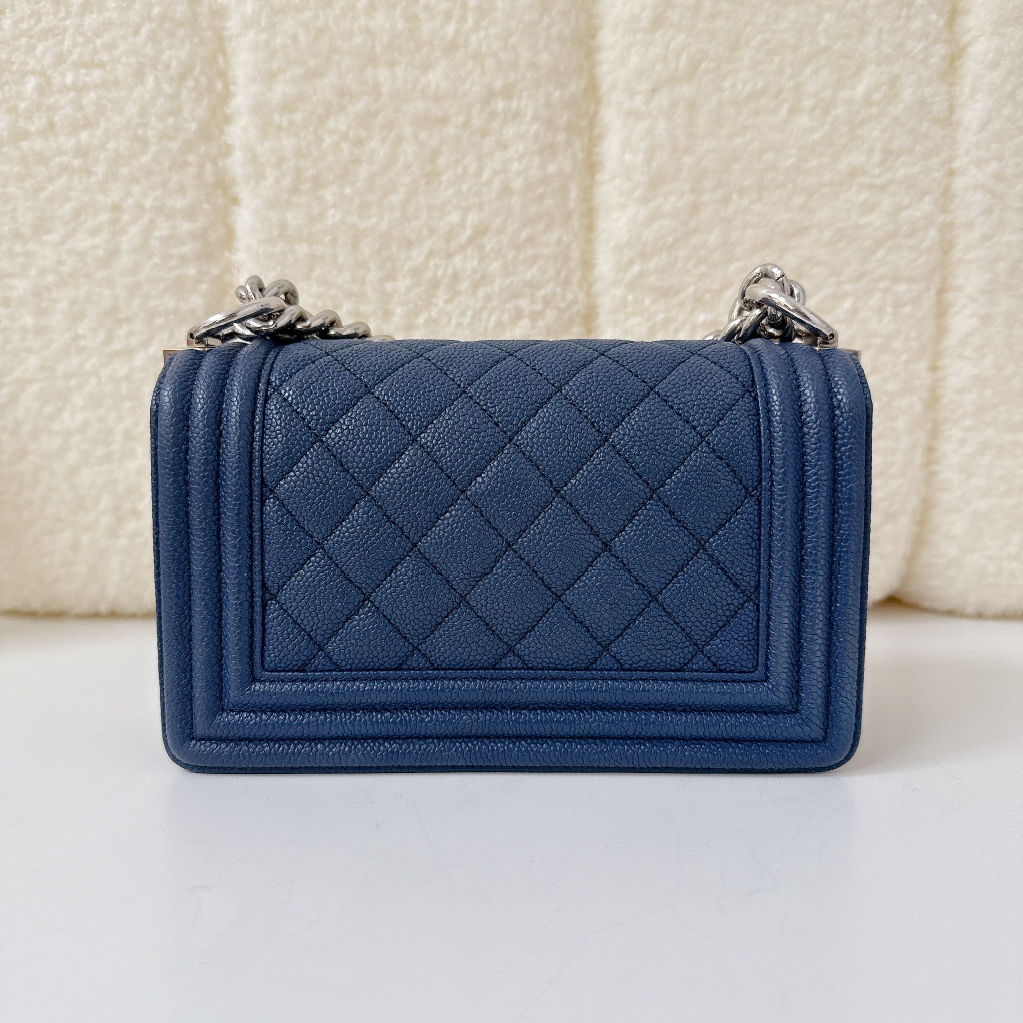 Chanel Boy 20 - Navy Blue - SHW