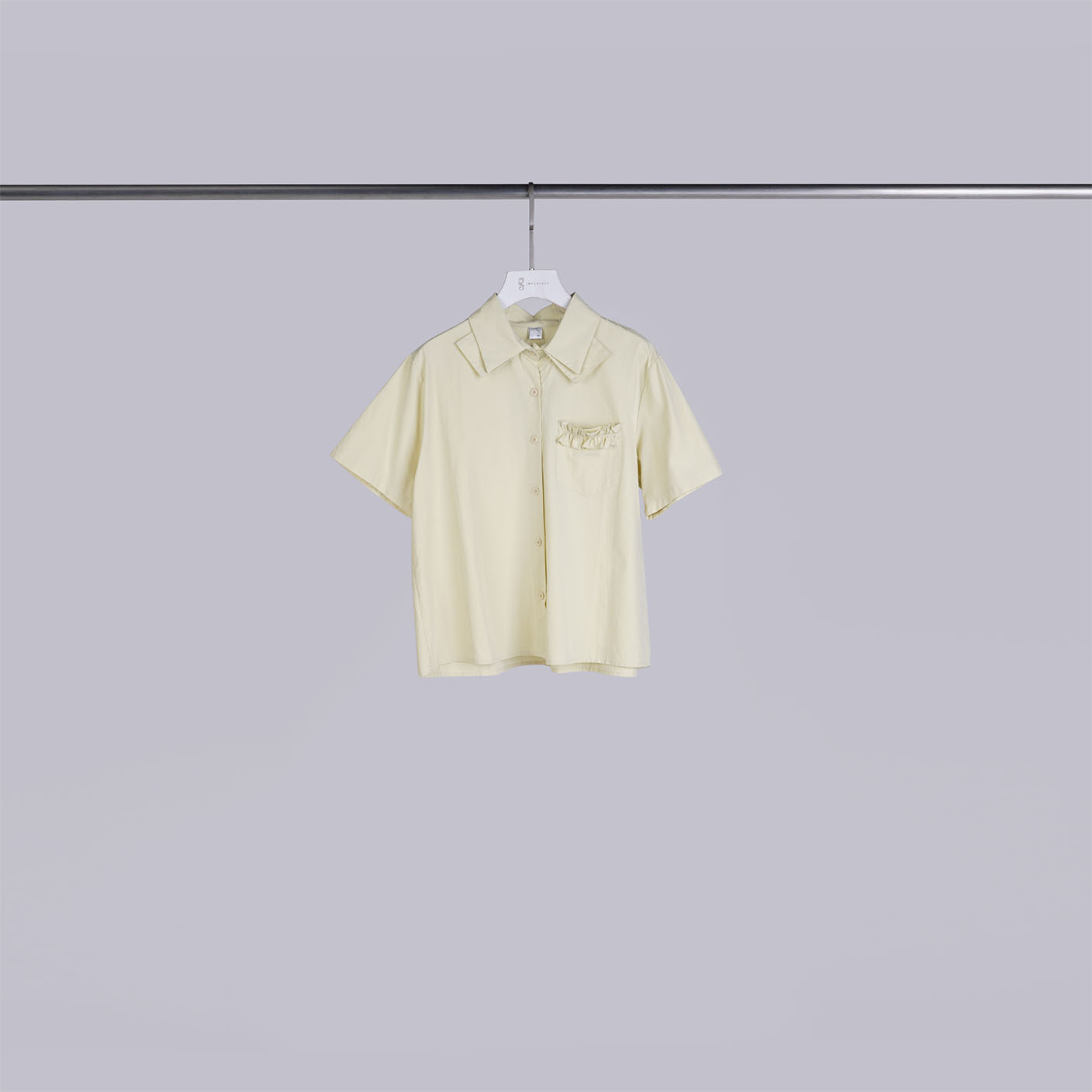 設計感雙層領抓摺口袋襯衫 | 淺淺黃