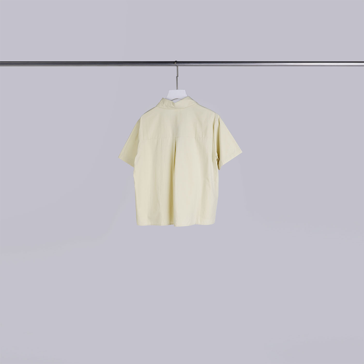 設計感雙層領抓摺口袋襯衫 | 淺淺黃