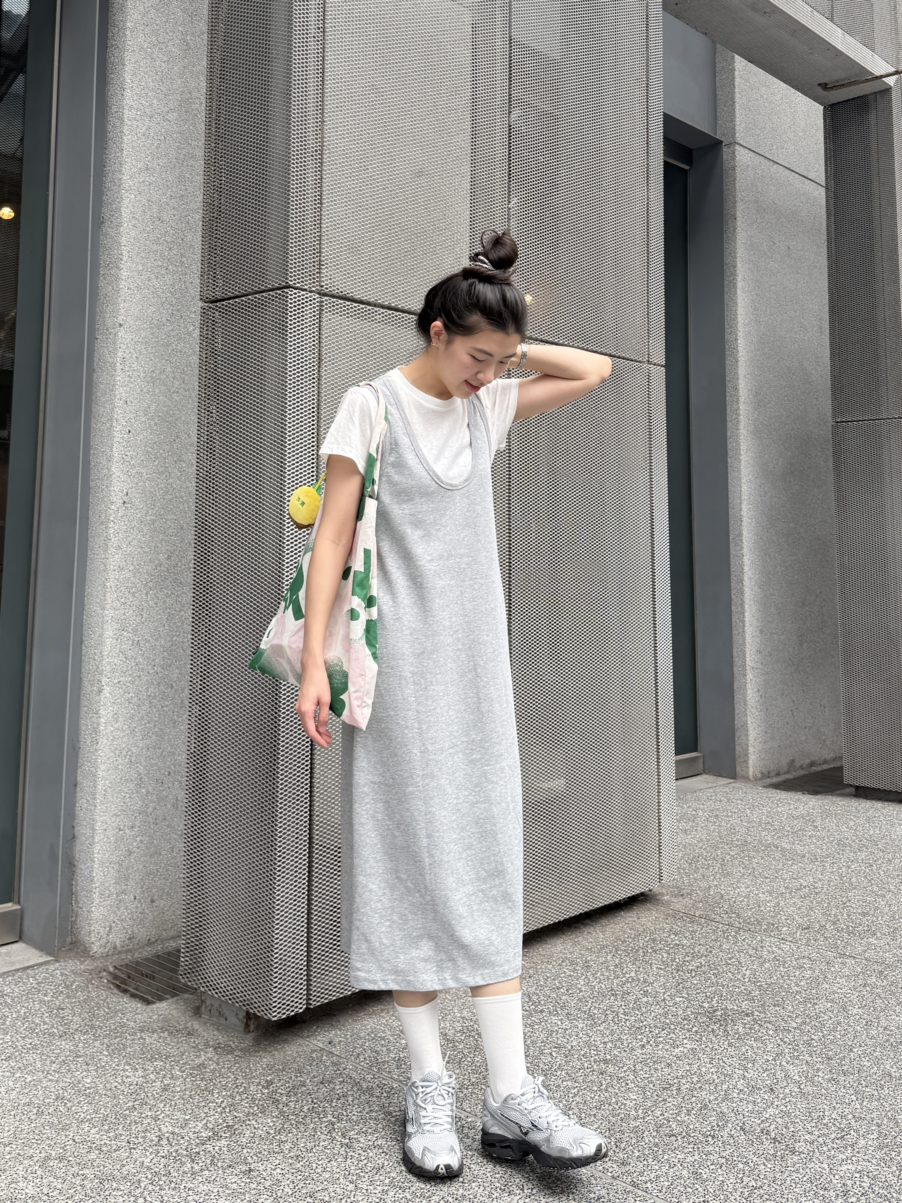 背心口袋棉洋裝+白T*2色