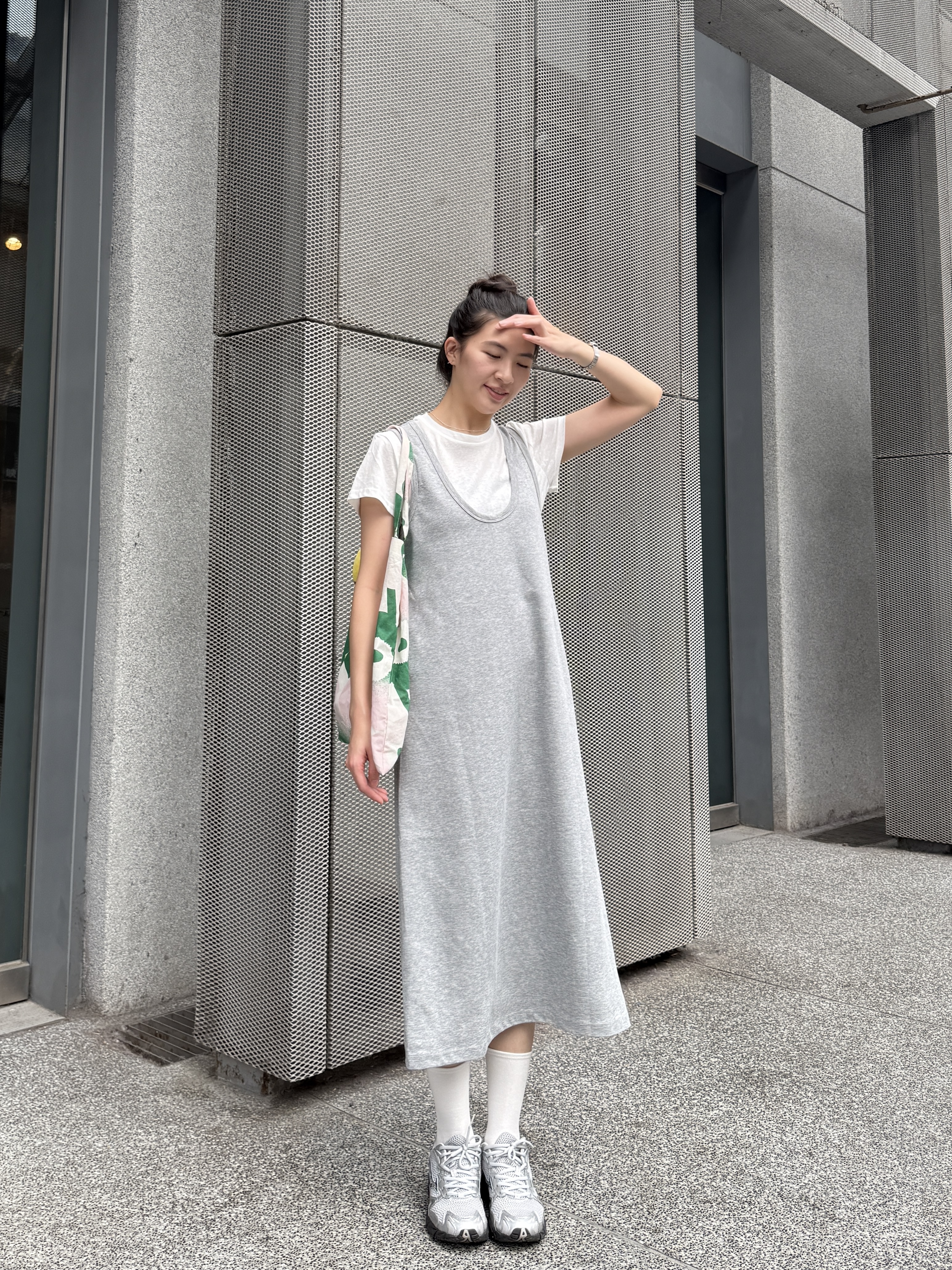 背心口袋棉洋裝+白T*2色