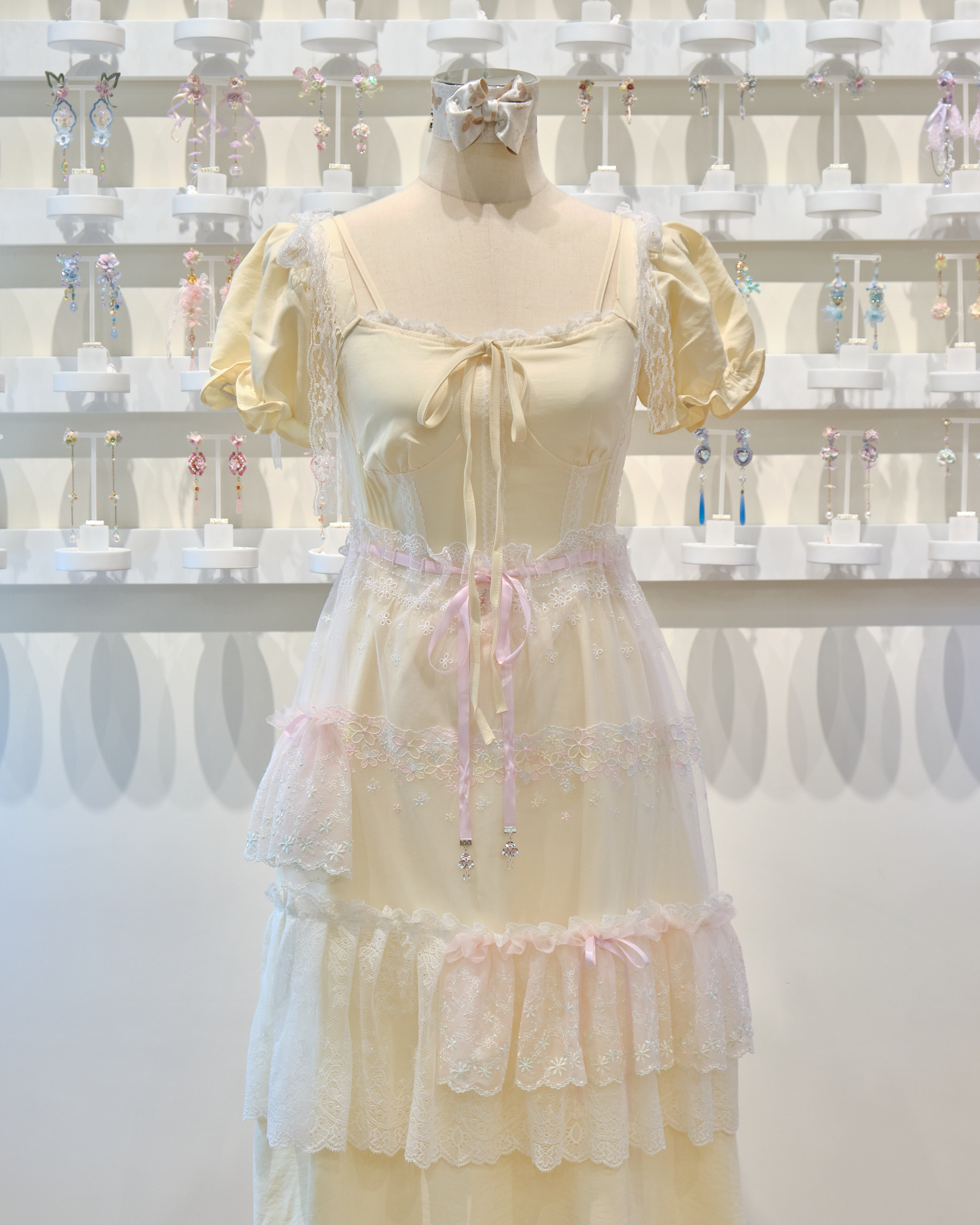 13535 2-Way Lace Ruffle Multi-Bow Romantic Camisole/Skirt