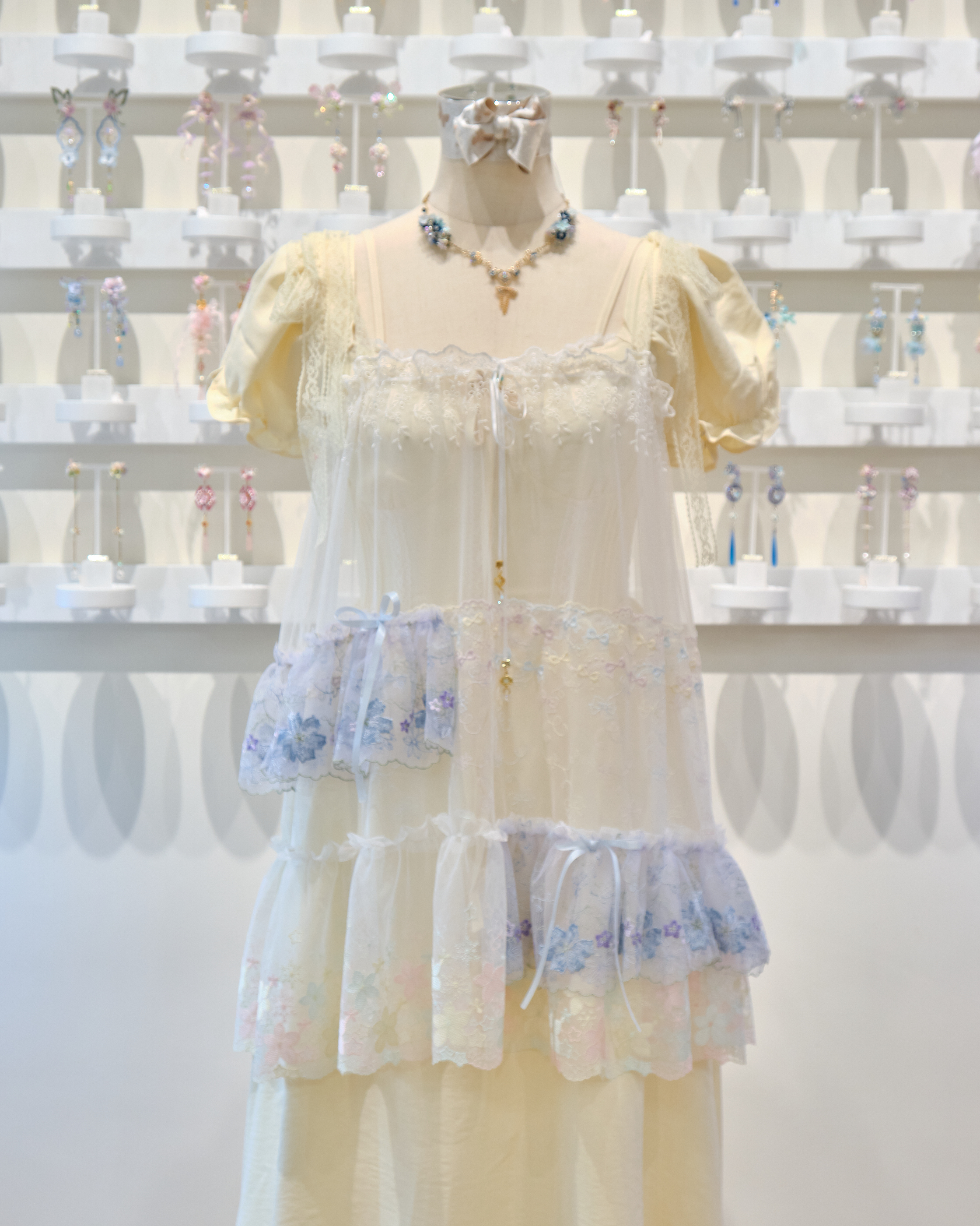 13531 2-Way Lace Ruffle Multi-Bow Romantic Camisole/Skirt