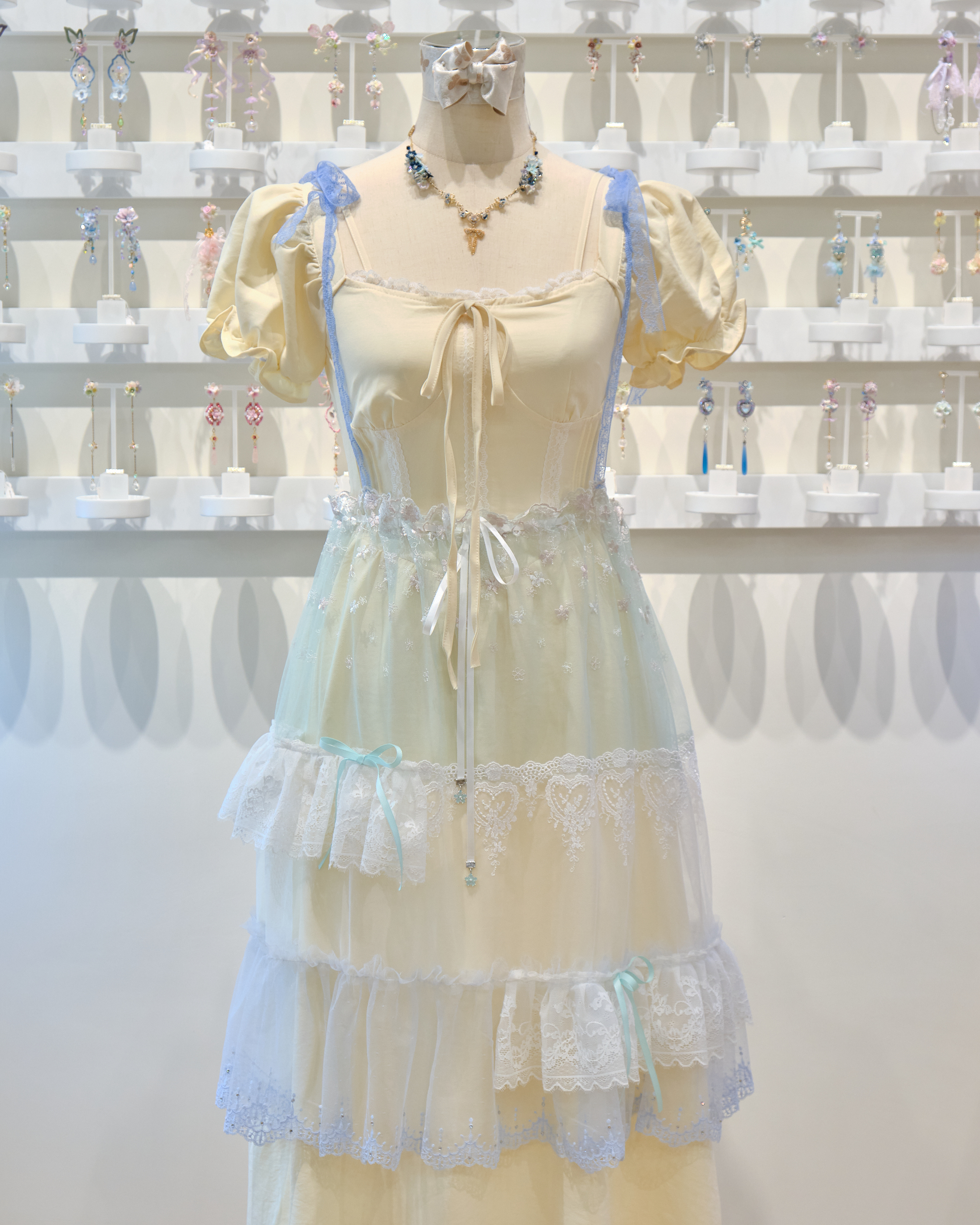 13534 2-Way Lace Ruffle Multi-Bow Romantic Camisole/Skirt