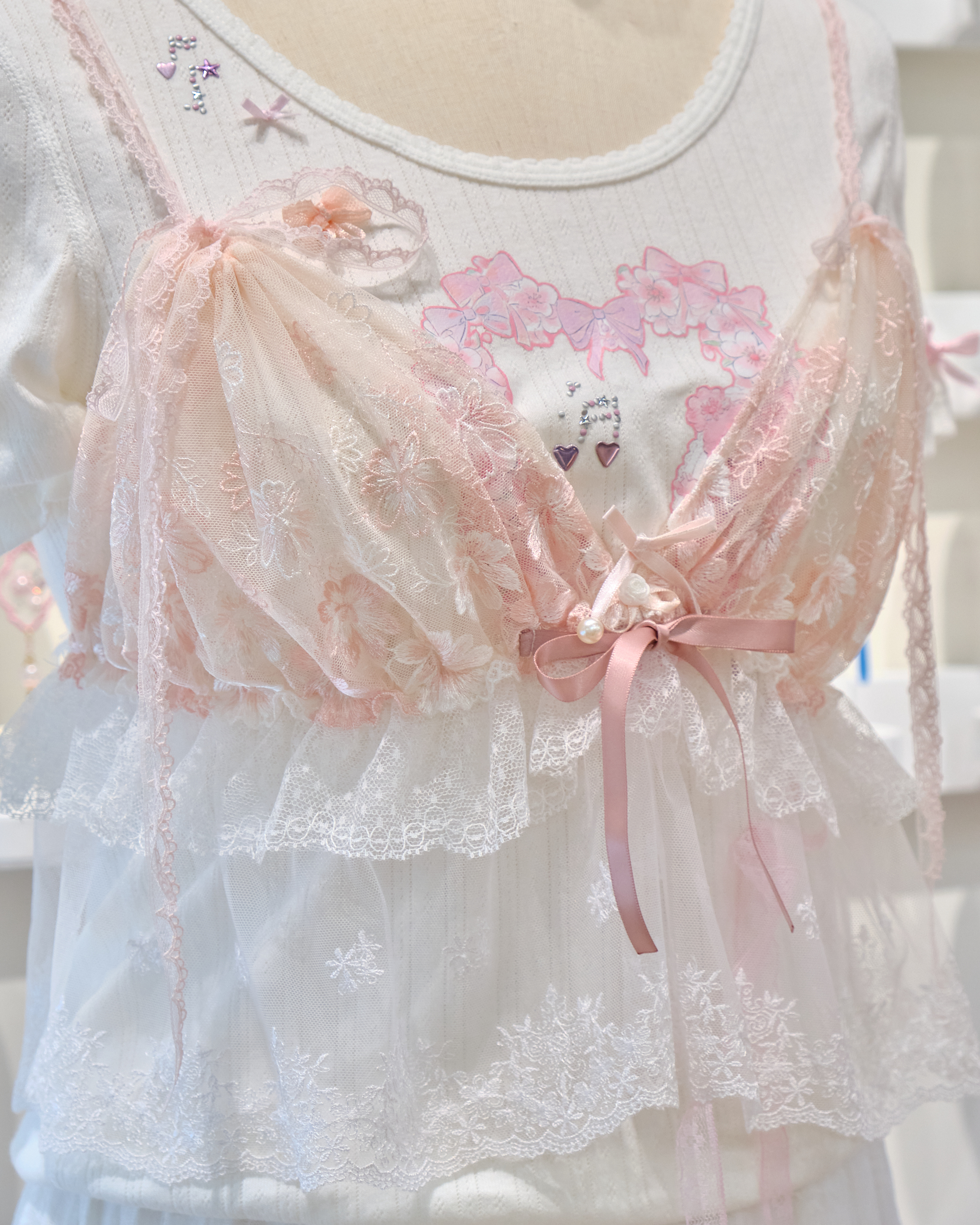 13528 Gauze Multi-Bow Lace Dream Camisole