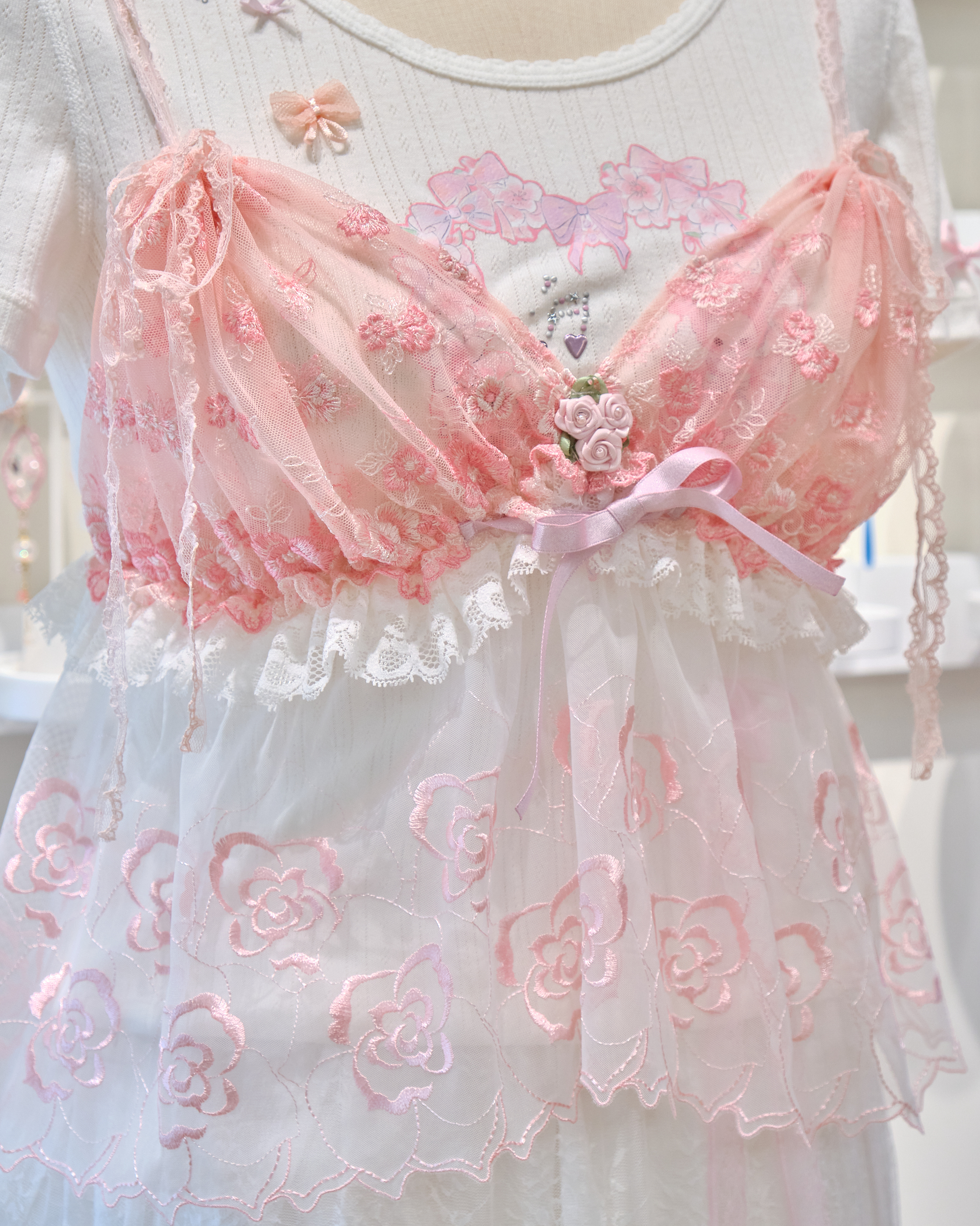 13526 Gauze Multi-Bow Lace Dream Camisole