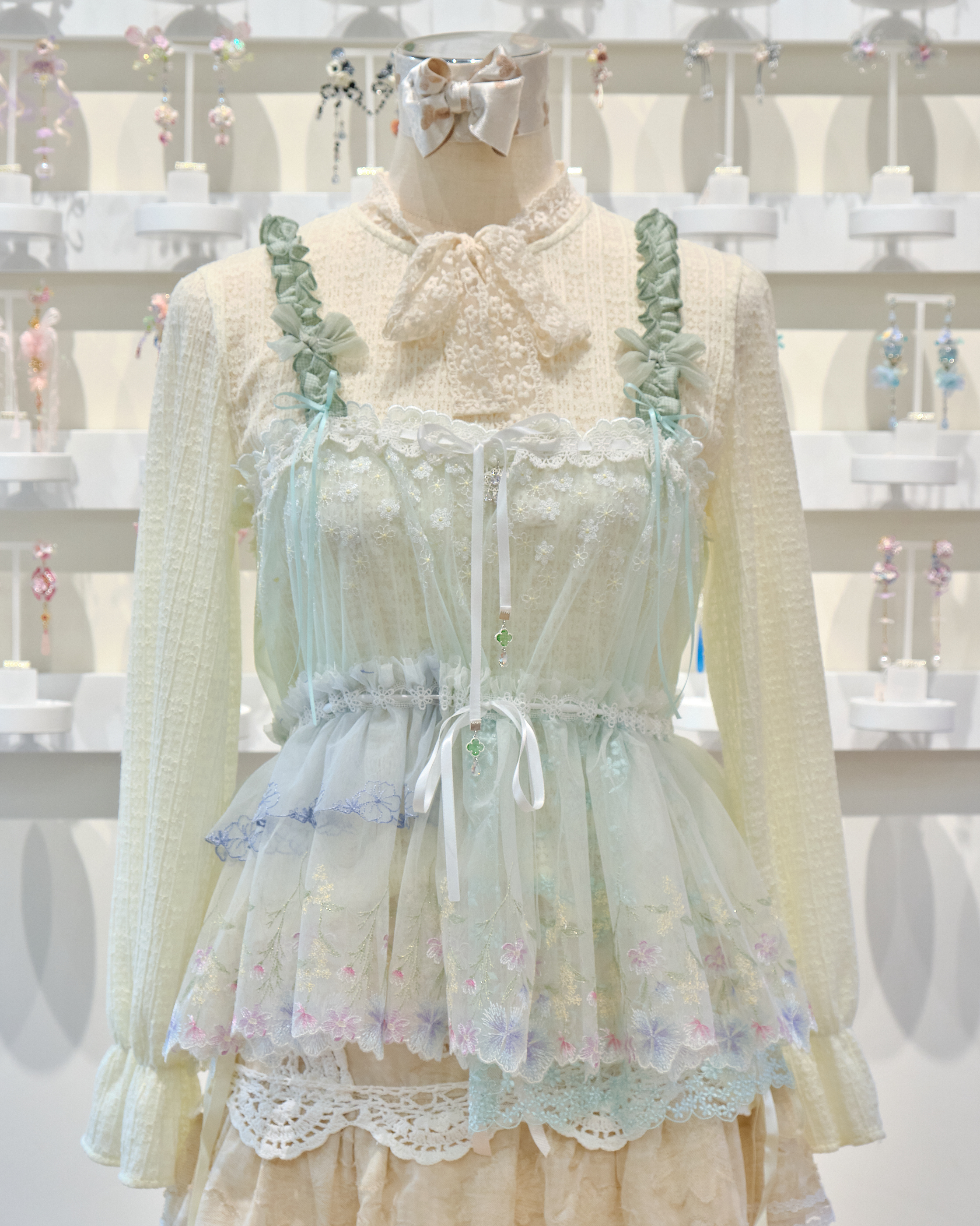 13520 Crochet Openwork Ribbon Bow Cover-Up