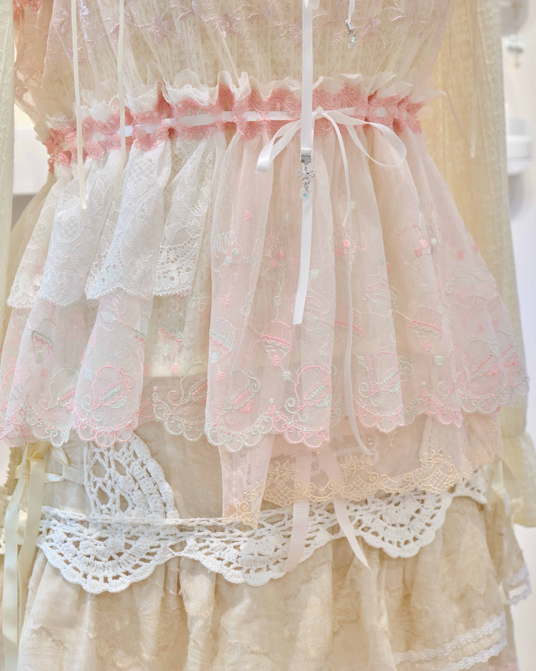 13519 Crochet Openwork Ribbon Bow Cover-Up