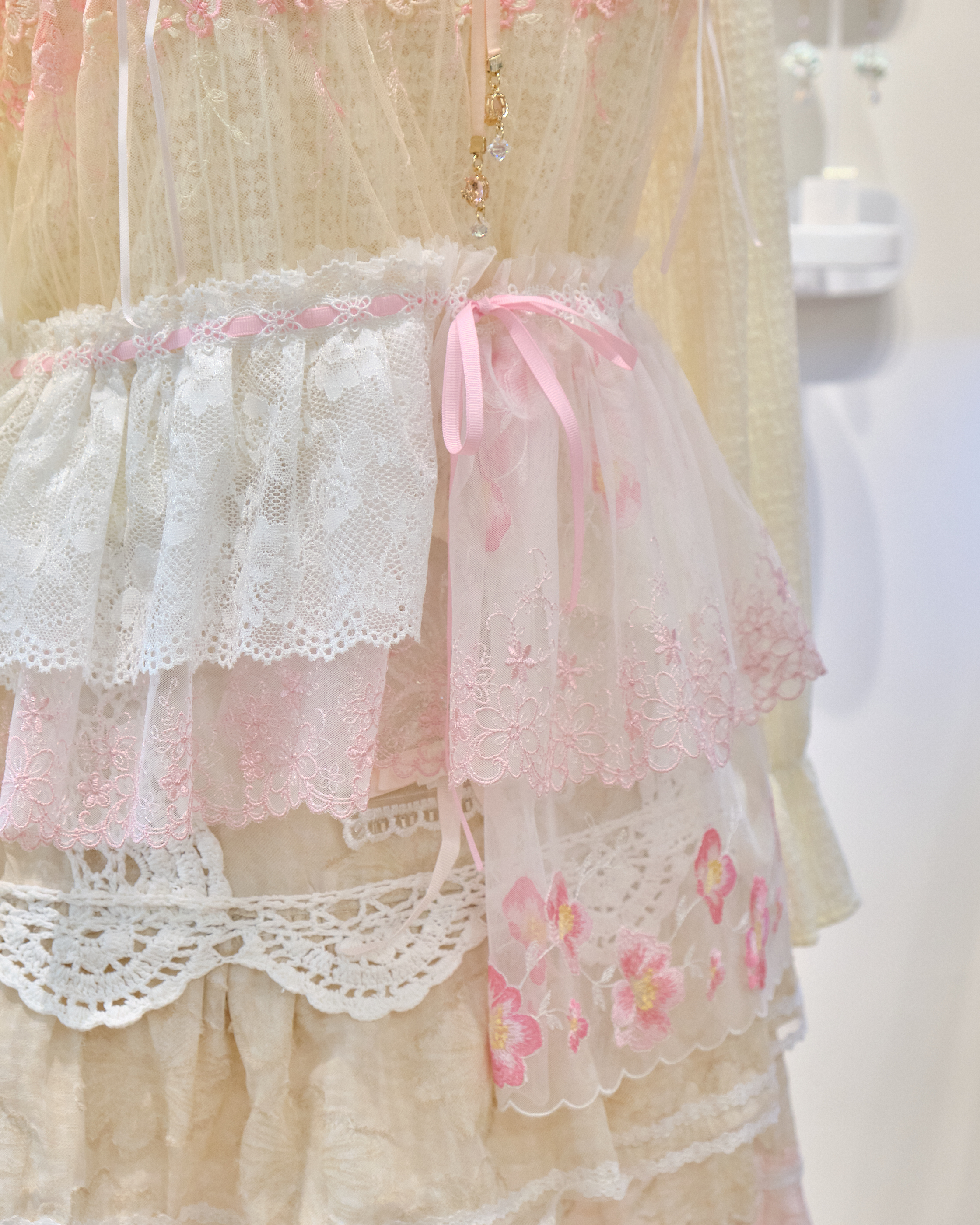 13518 Crochet Openwork Ribbon Bow Cover-Up