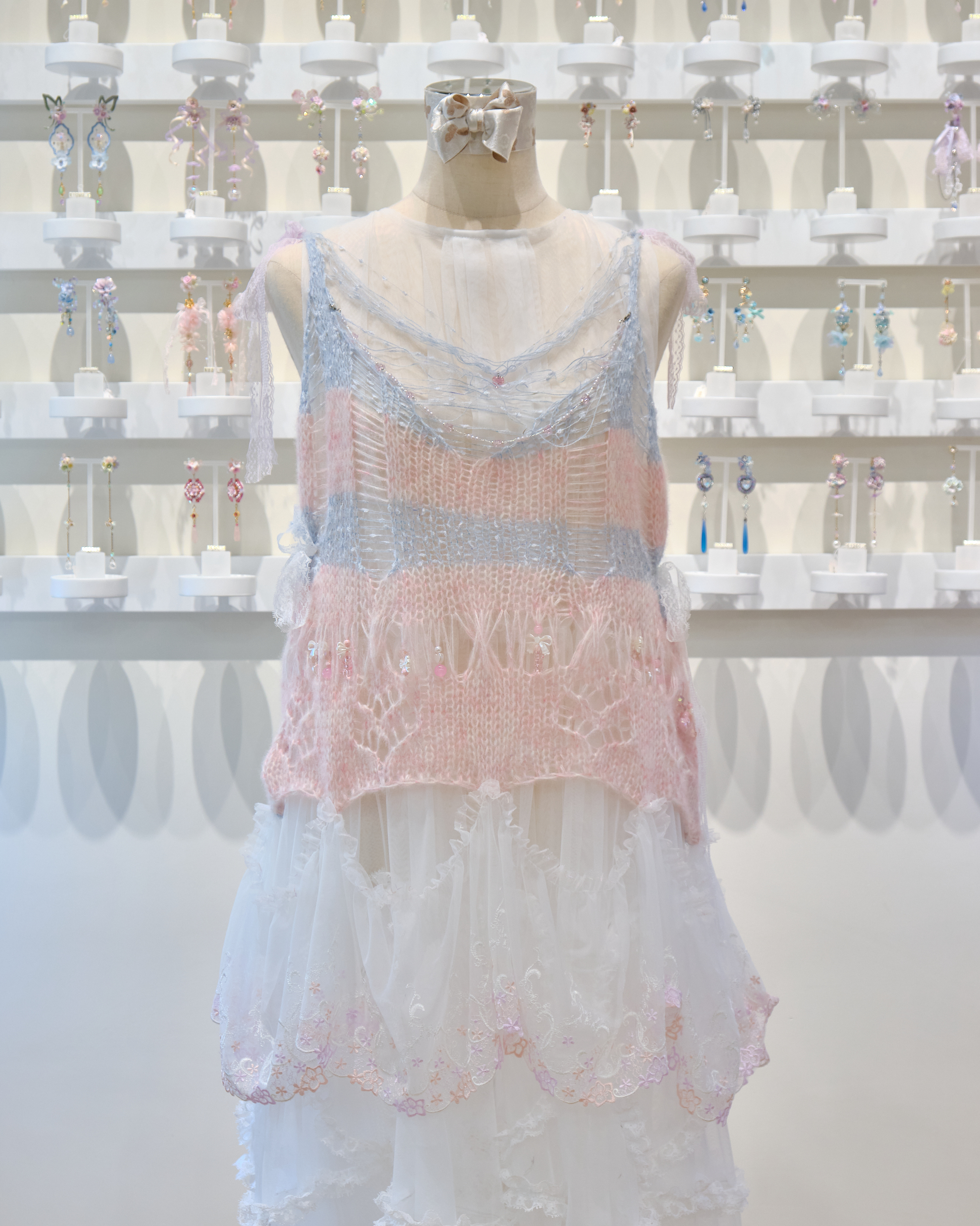 13515 Mesh Lavish Beaded Hand Knit Camisole