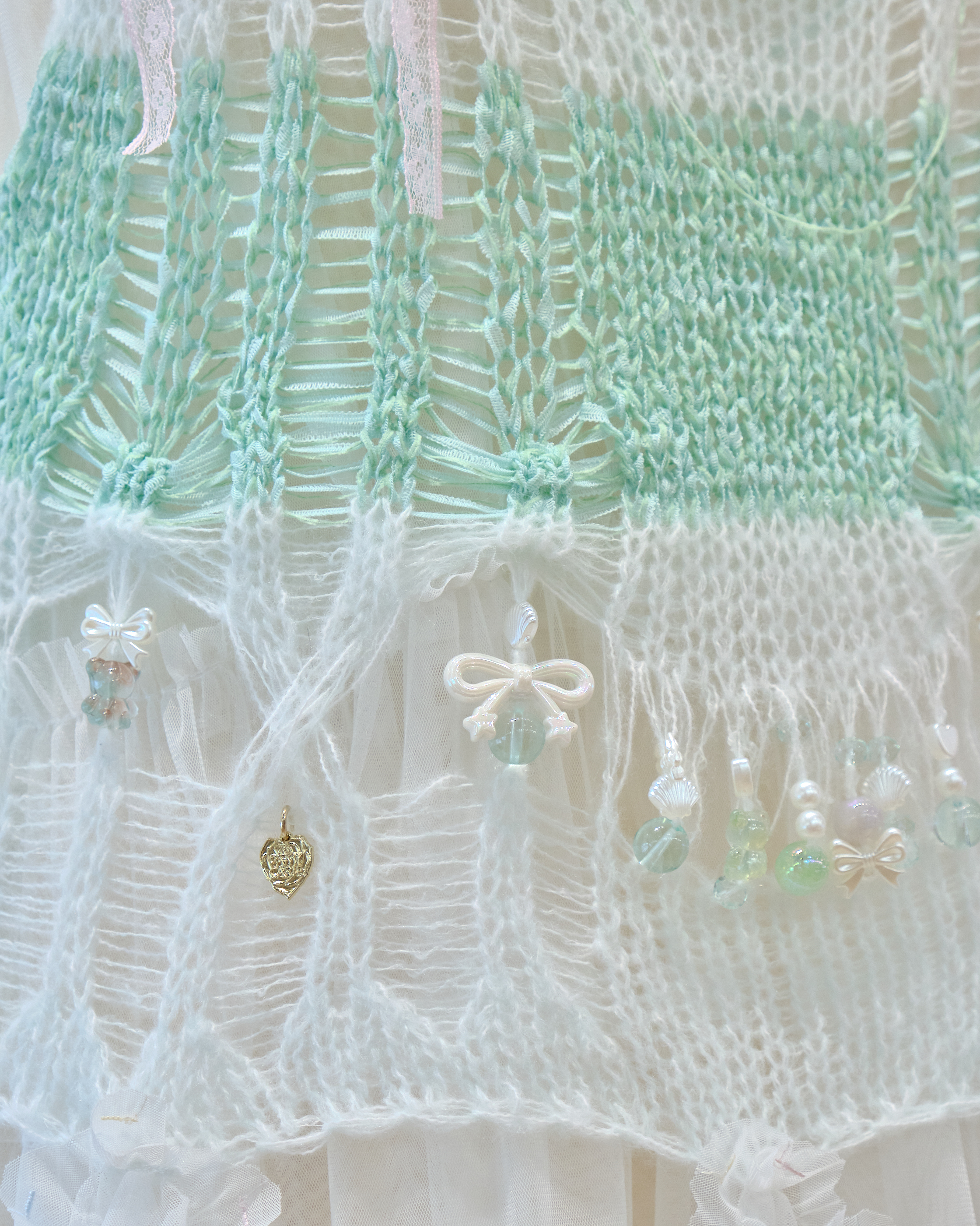 13511 Mesh Lavish Beaded Hand Knit Camisole