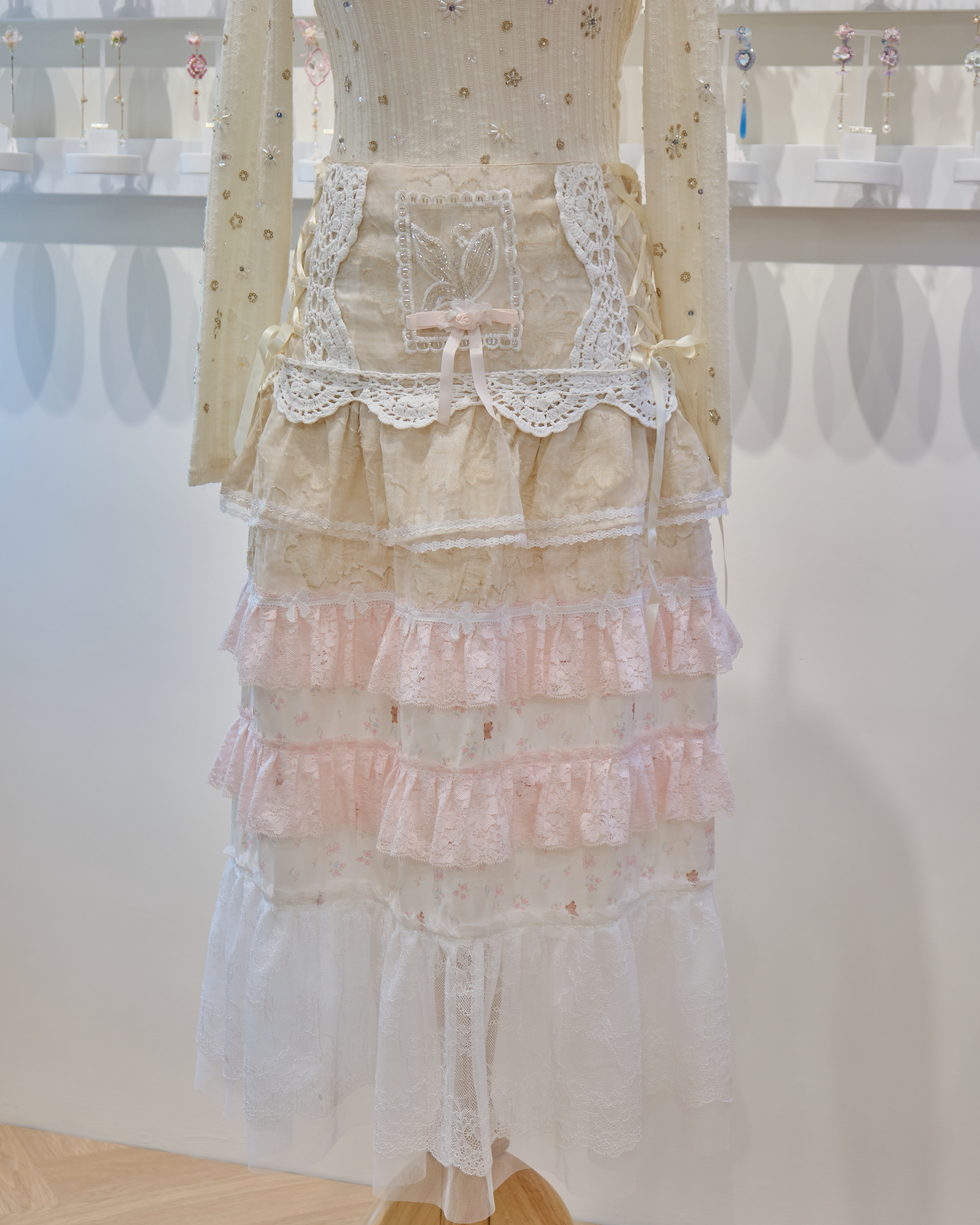 13496 Ribbon Tie Lace Dream Long Skirt