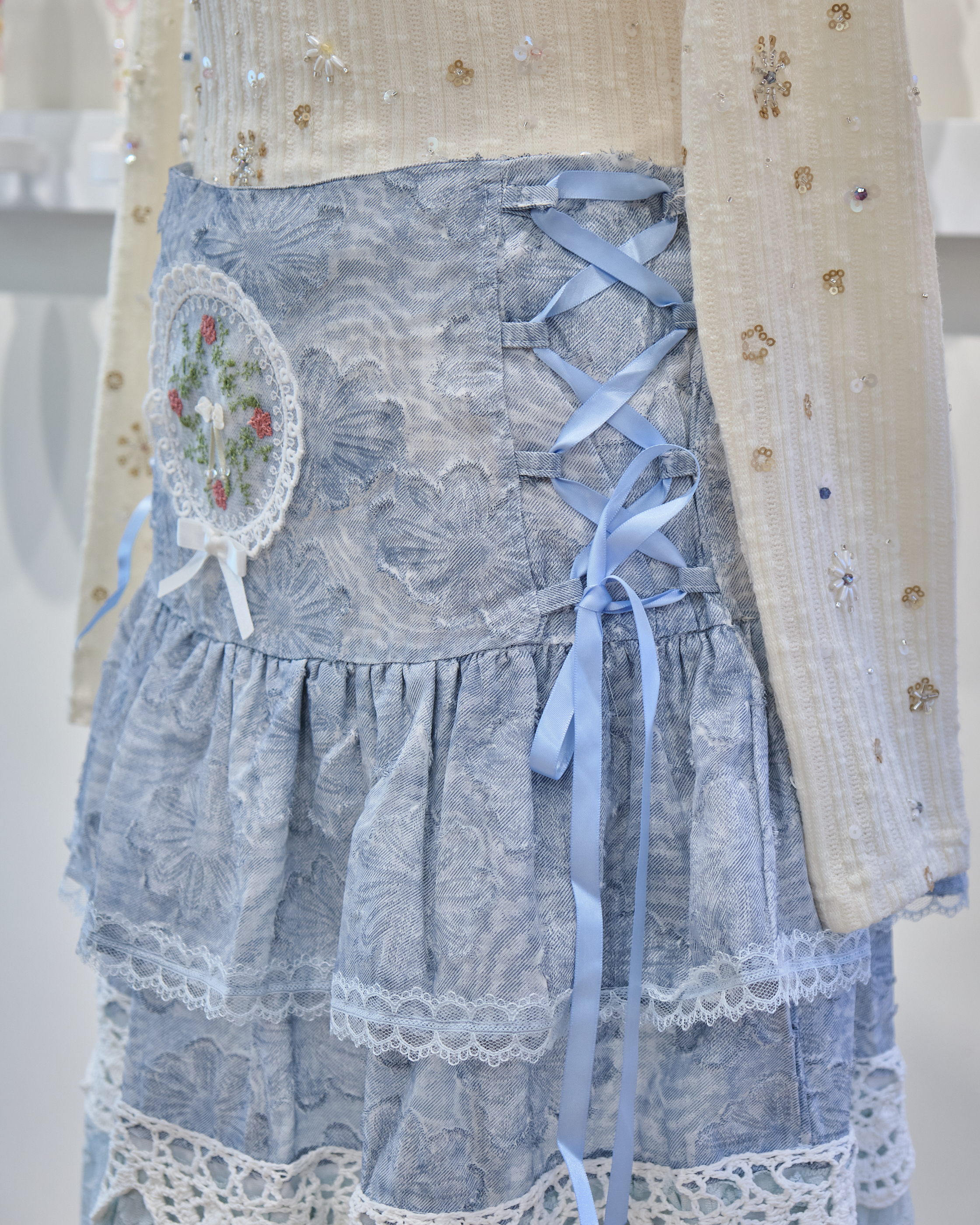 13495 Ribbon Tie Lace Dream Long Skirt