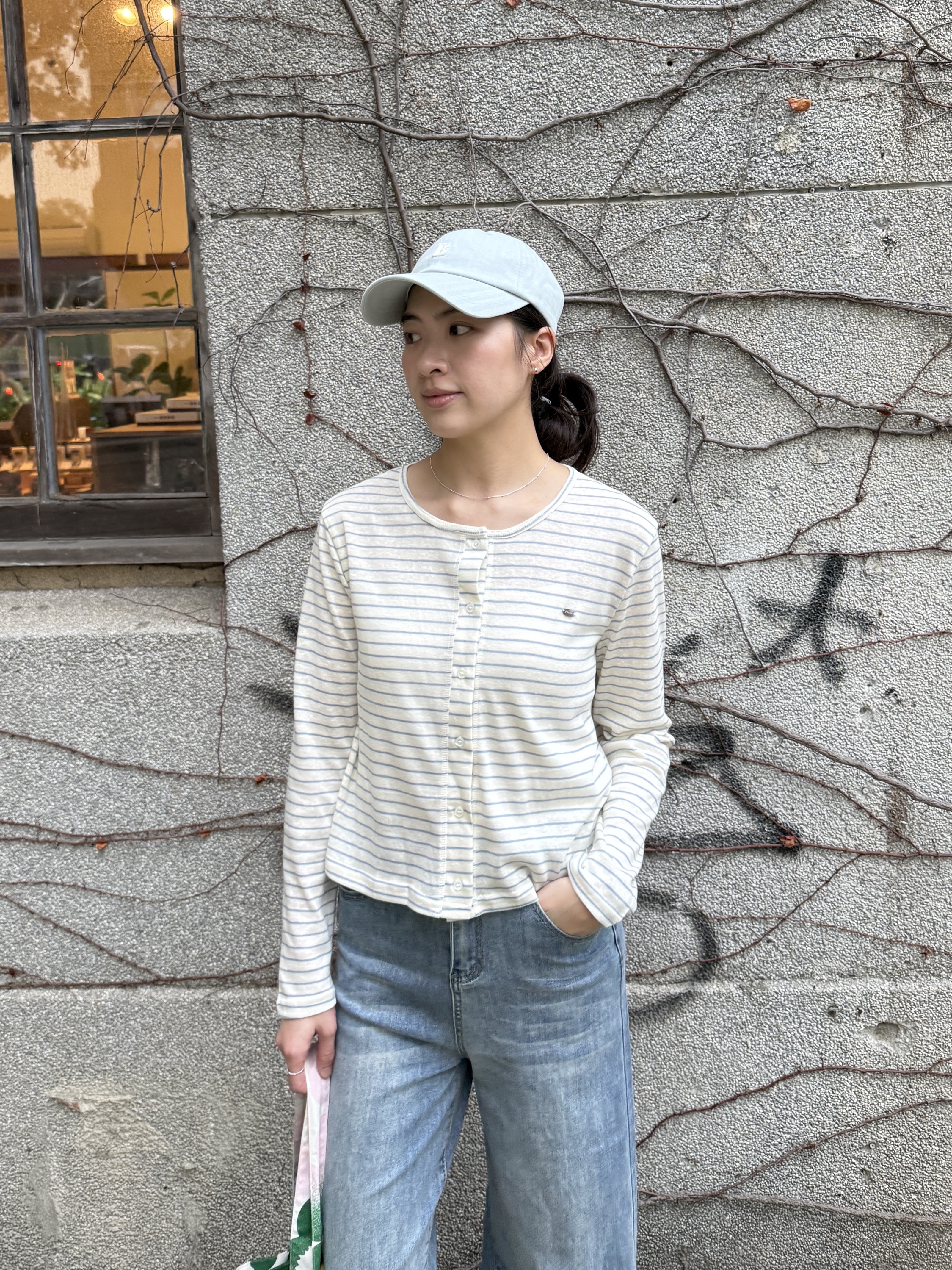 條紋開扣微短版上衣*3色