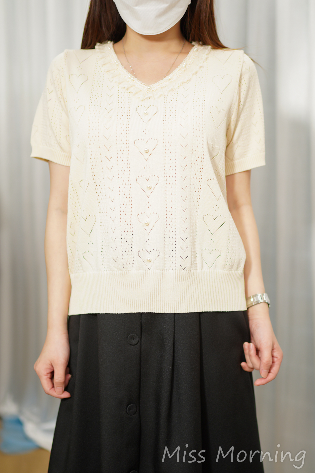 心心織紋V領線衫(15086)