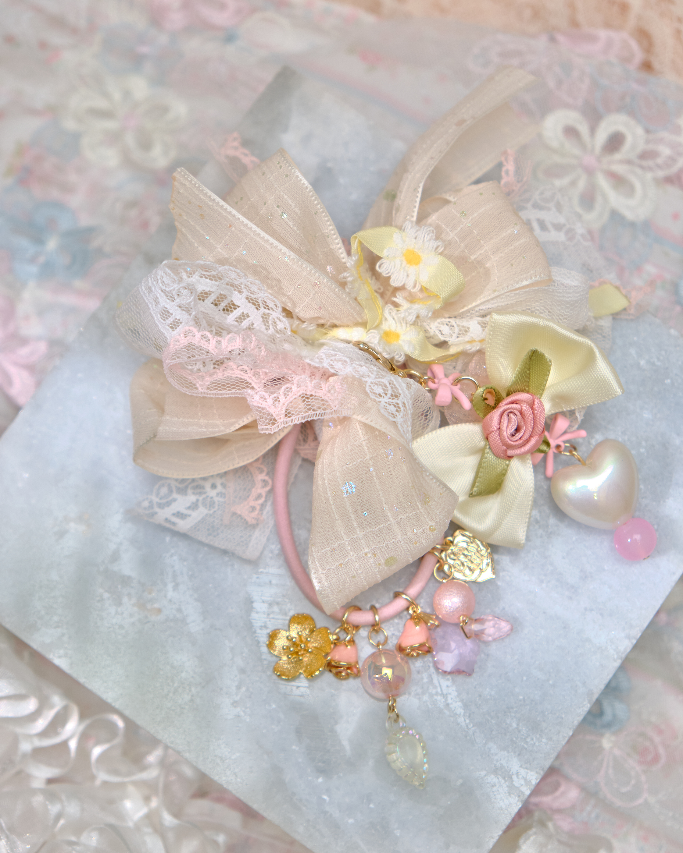 13458 Misty Gauze Gem Bow Hair Band