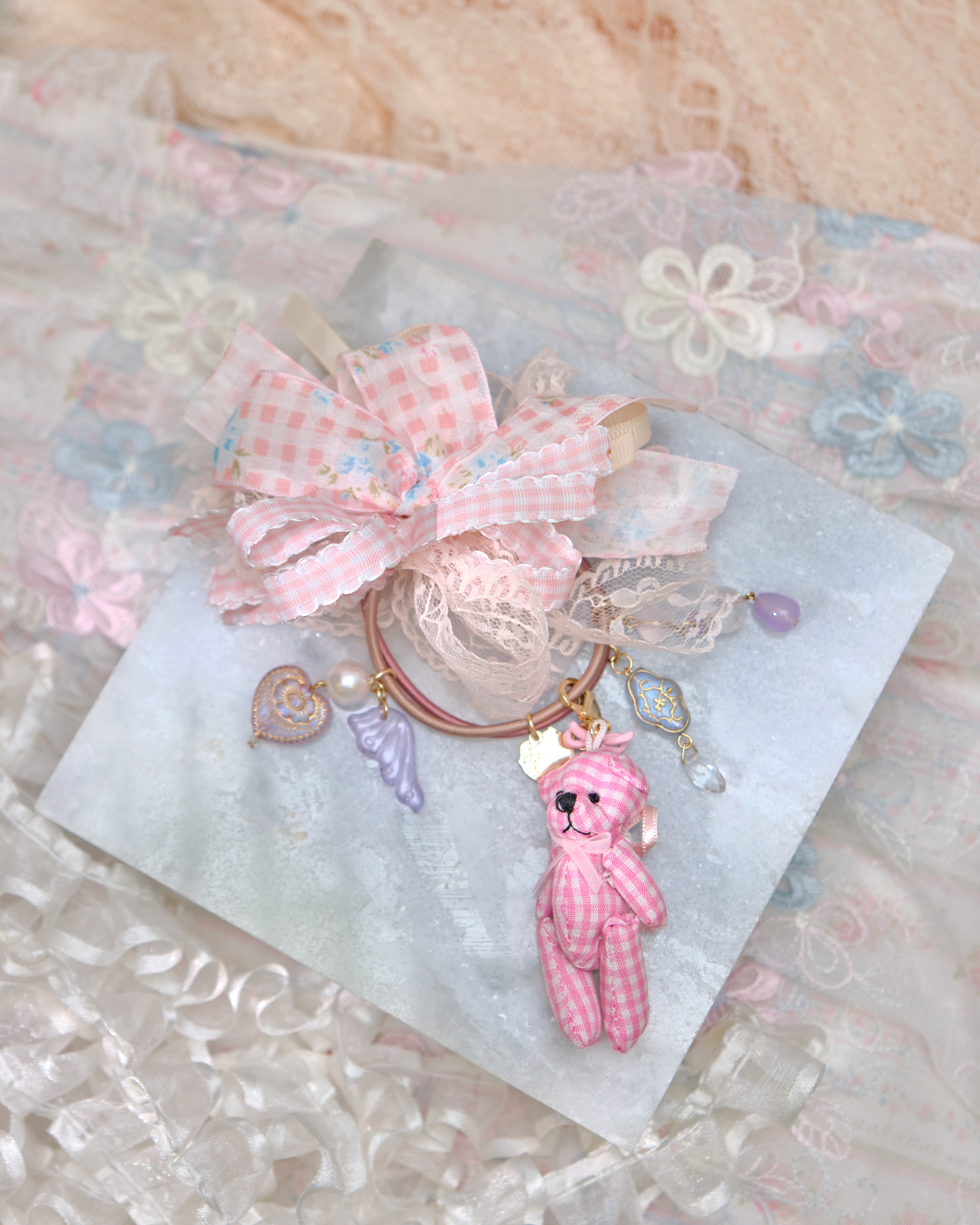 13457 Misty Gauze Gem Bow Hair Band