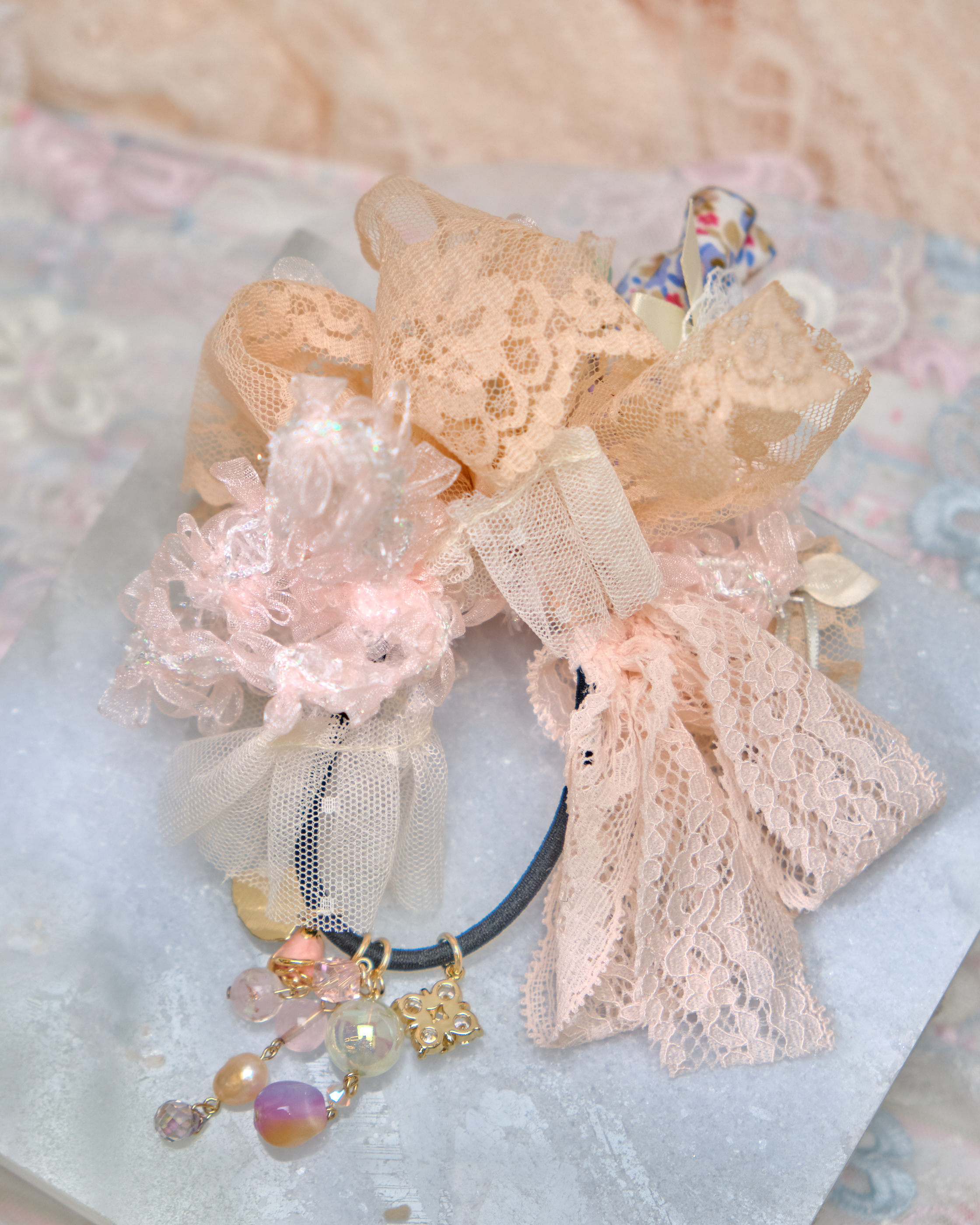 13456 Misty Gauze Gem Bow Hair Band