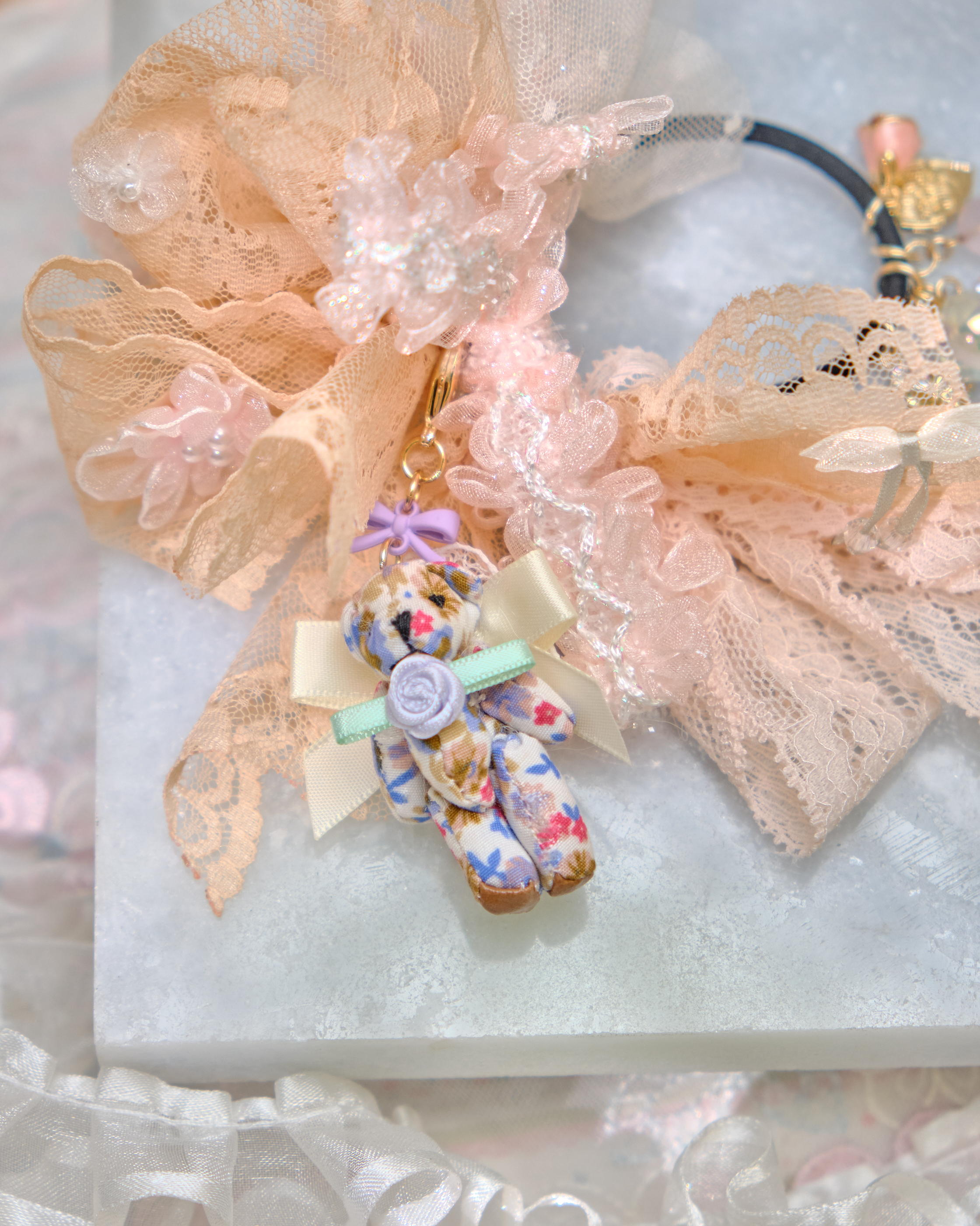 13456 Misty Gauze Gem Bow Hair Band