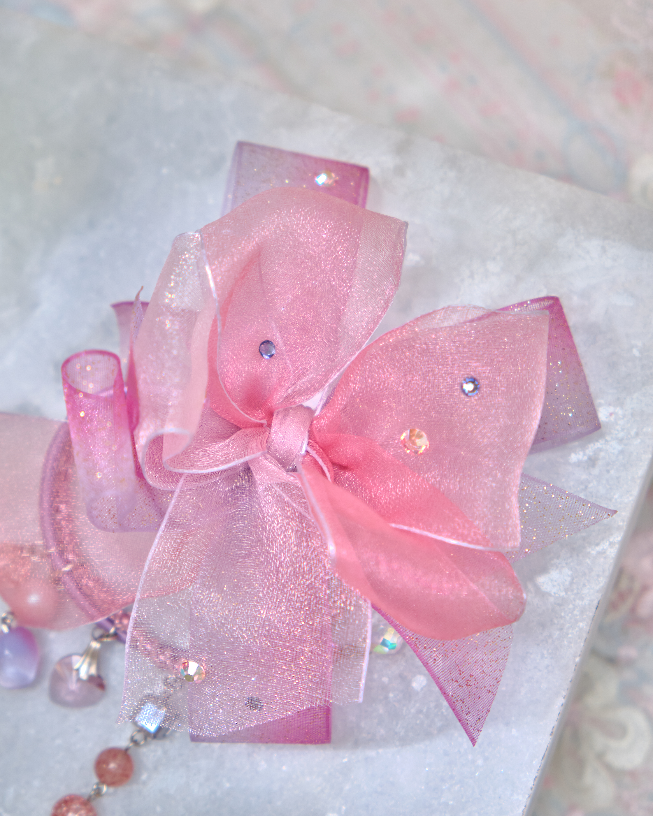 13454 Misty Gauze Gem Bow Hair Band