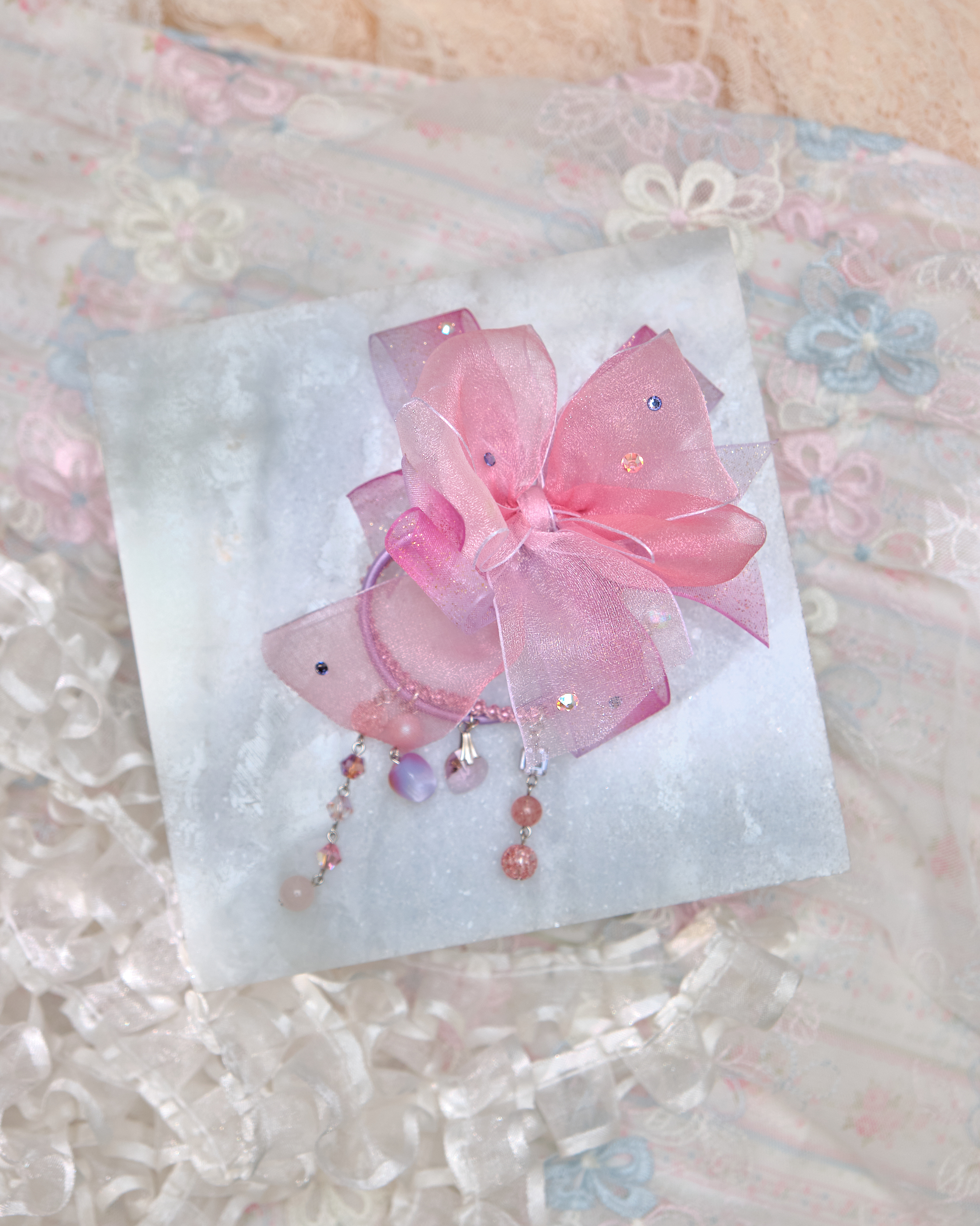 13454 Misty Gauze Gem Bow Hair Band