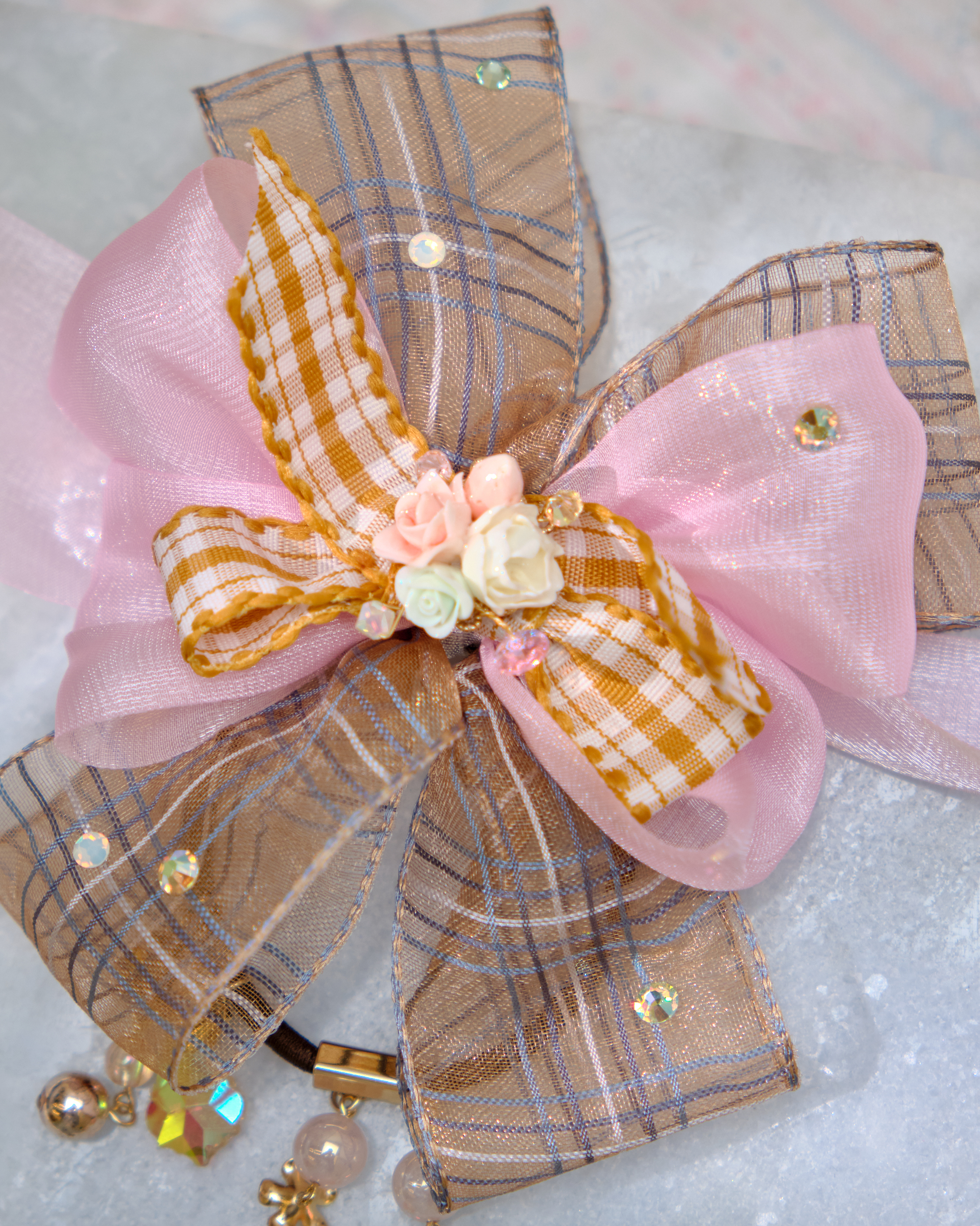 13453 Misty Gauze Gem Bow Hair Band