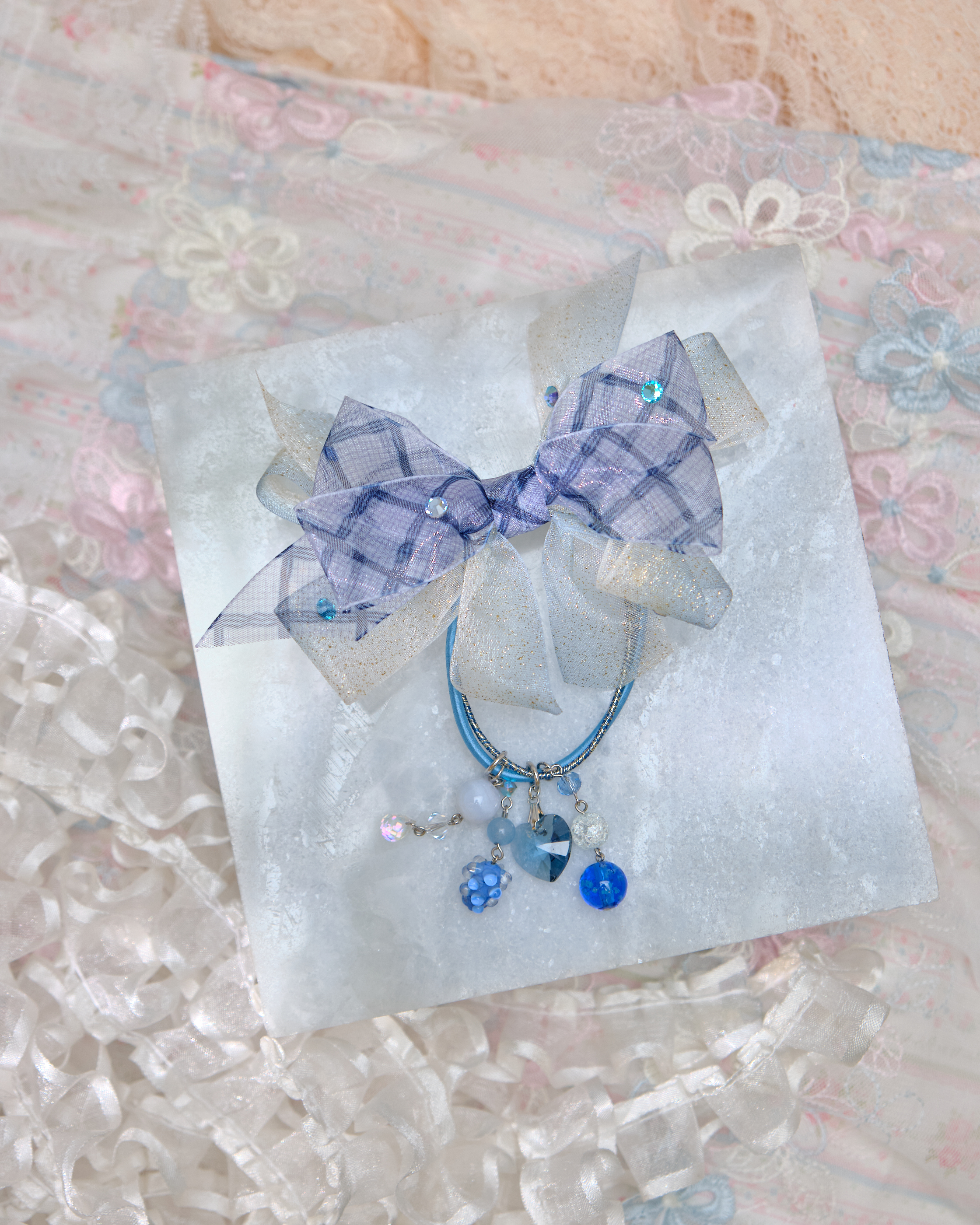 13452 Misty Gauze Gem Bow Hair Band