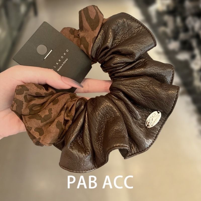 [3 FOR RM10] Leather Patchwork Leopard Print Hair Scrunchies