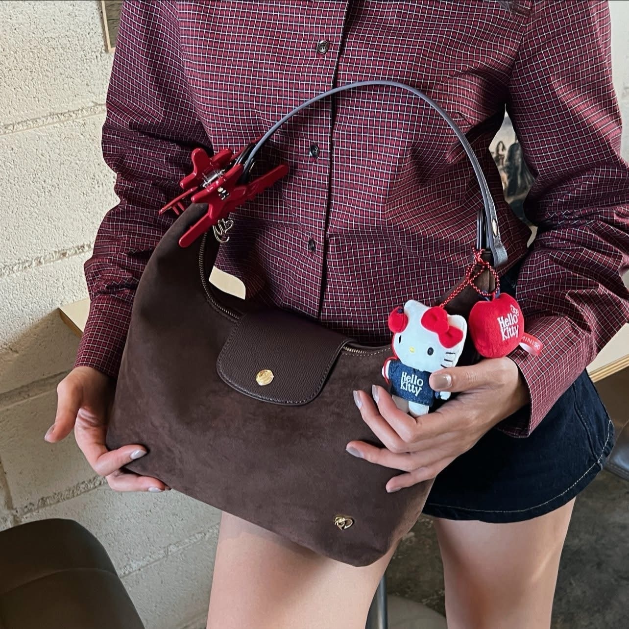 現貨🇹🇭PonyPony啡色麂皮袋（Large）